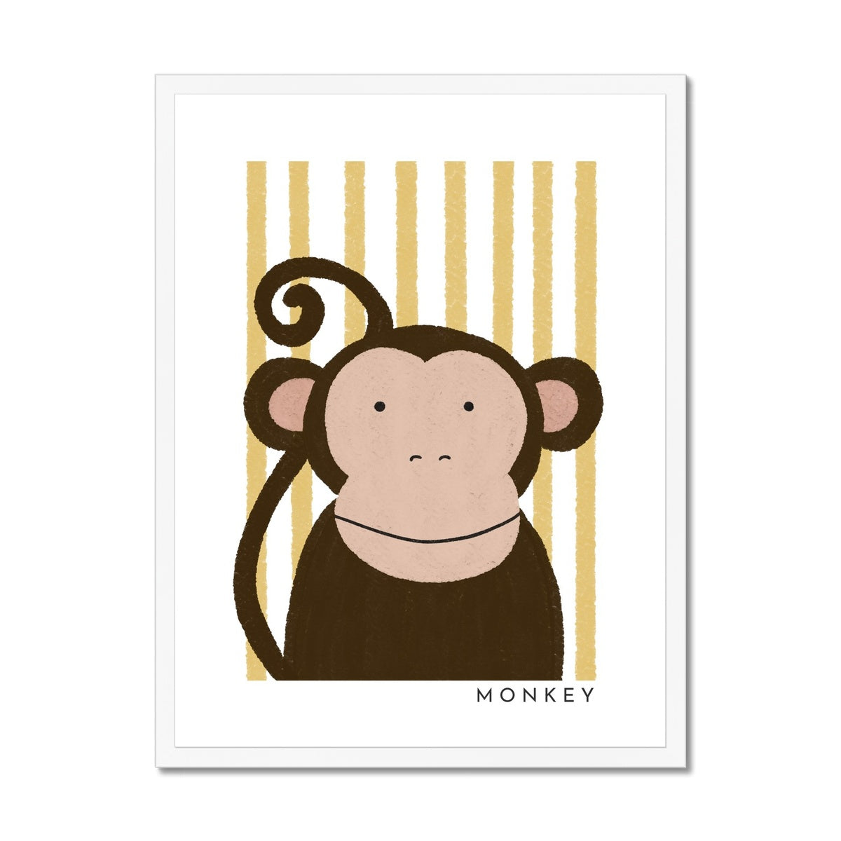 Monkey Print - Yellow Stripes | Framed Print