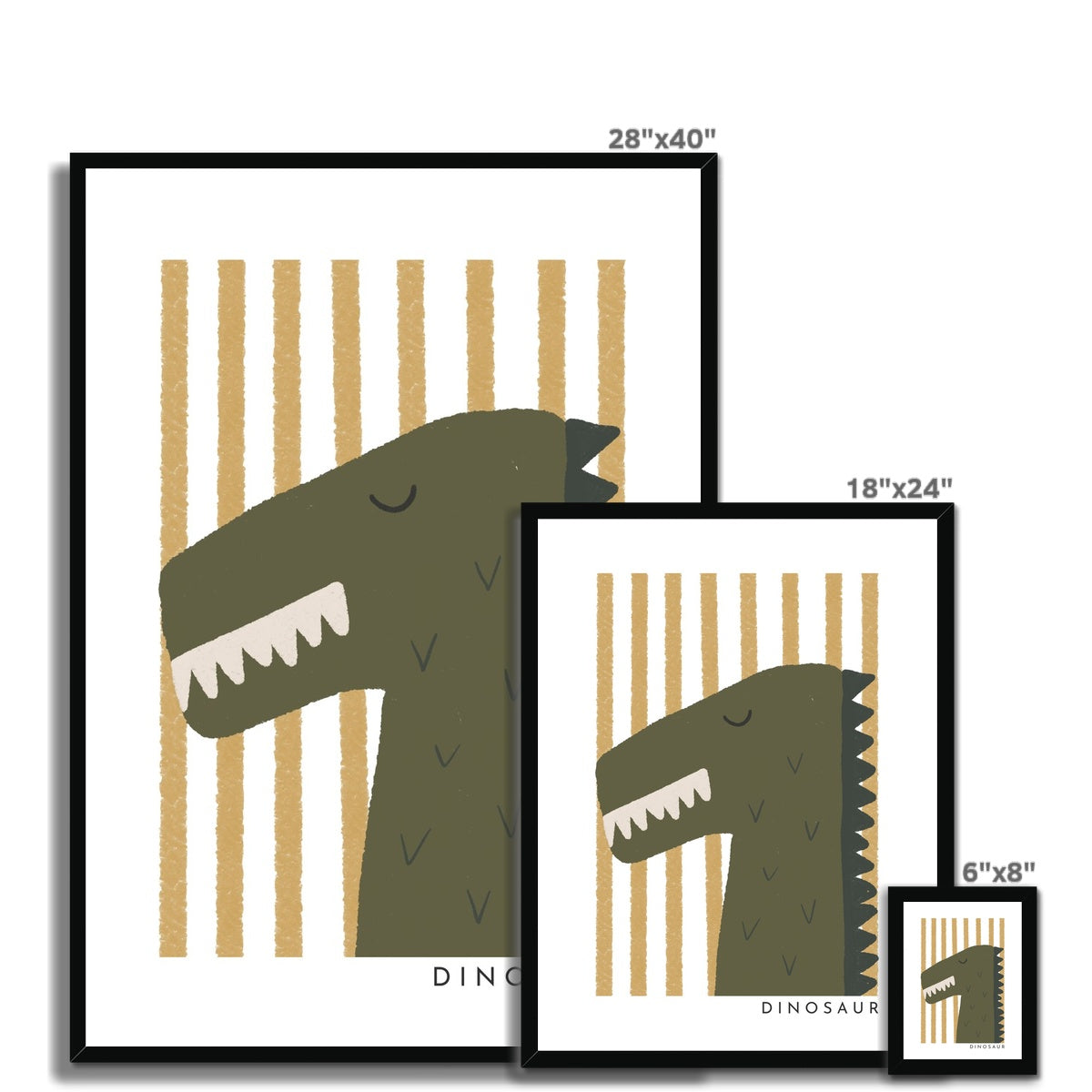 Dinosaur Print - Ochre Stripes | Framed Print