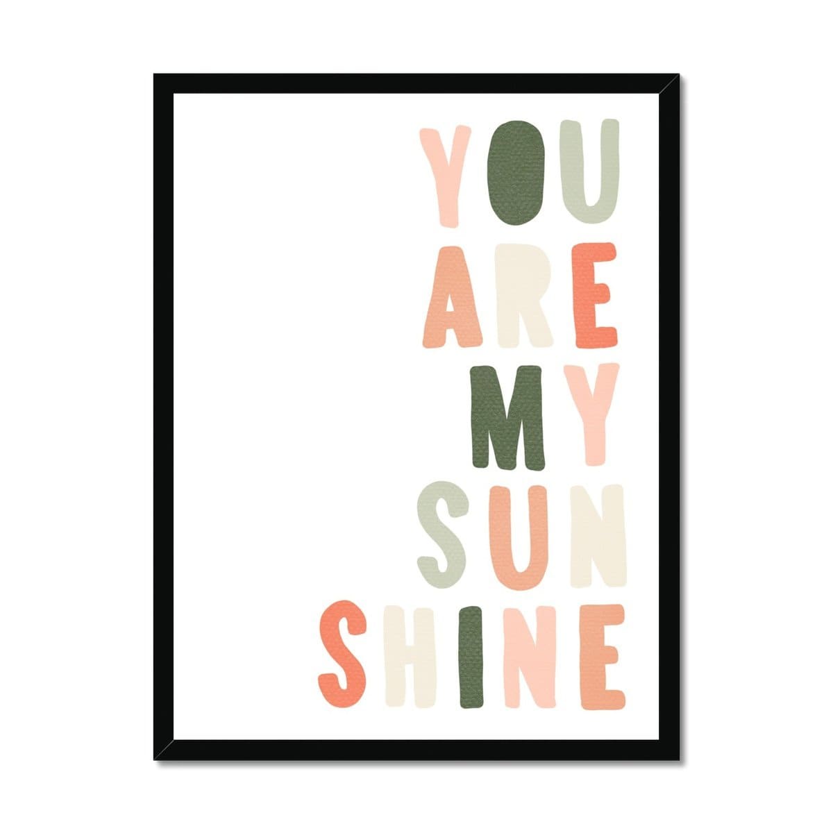 You Are My Sunshine - Blush & Green | Framed Print