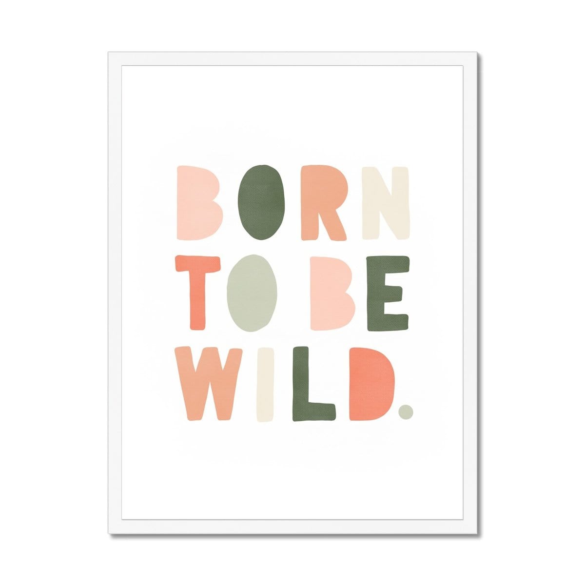 Born To Be Wild Print - Blush Pink & Green | Framed Print