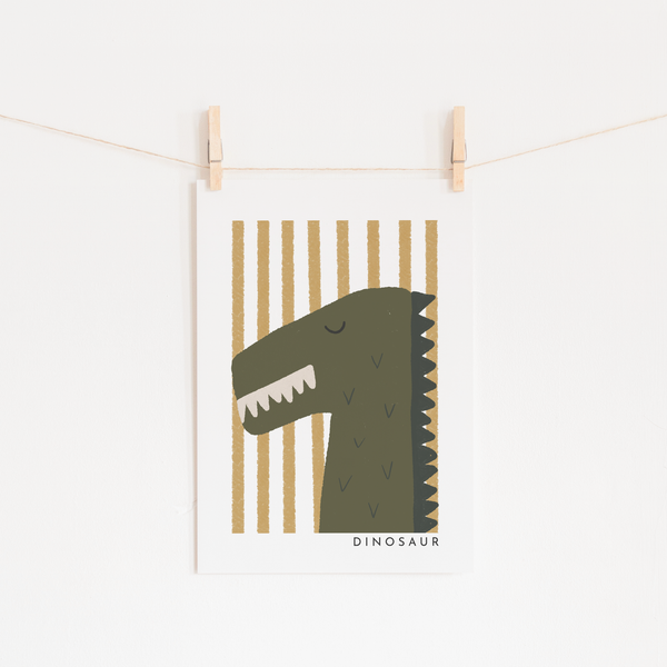 Dinosaur Print - Ochre Stripes |  Unframed
