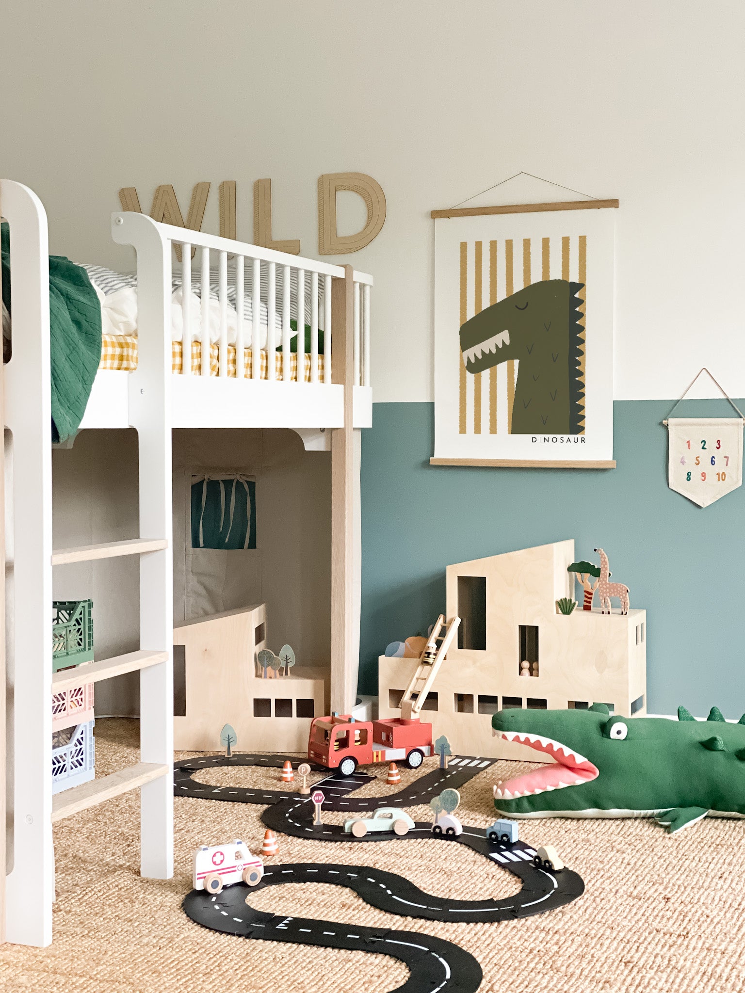 Dinosaur Print - Ochre Stripes | Unframed