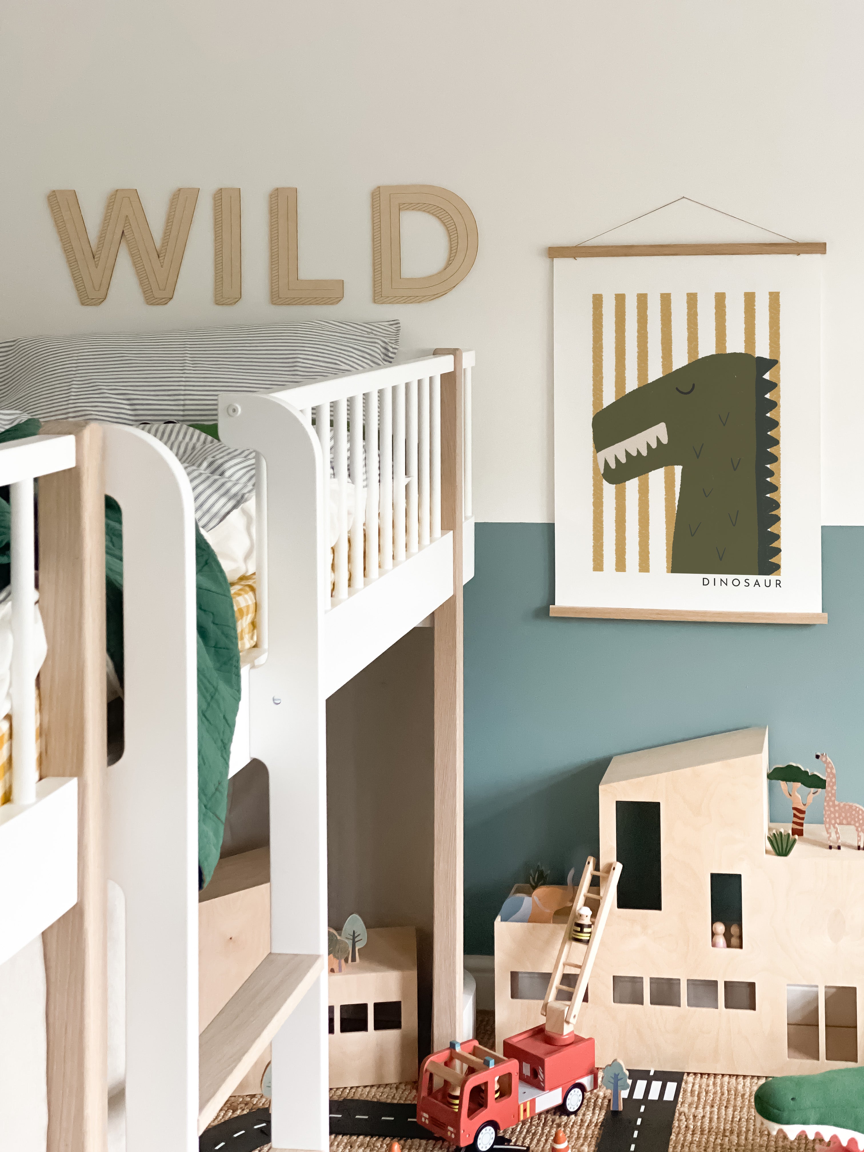 Dinosaur Print - Ochre Stripes | Unframed