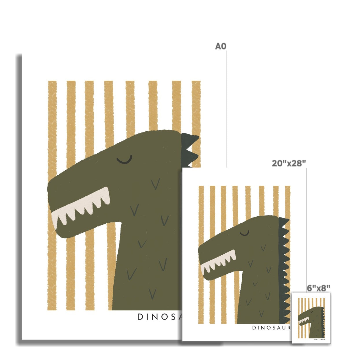 Dinosaur Print - Ochre Stripes | Unframed