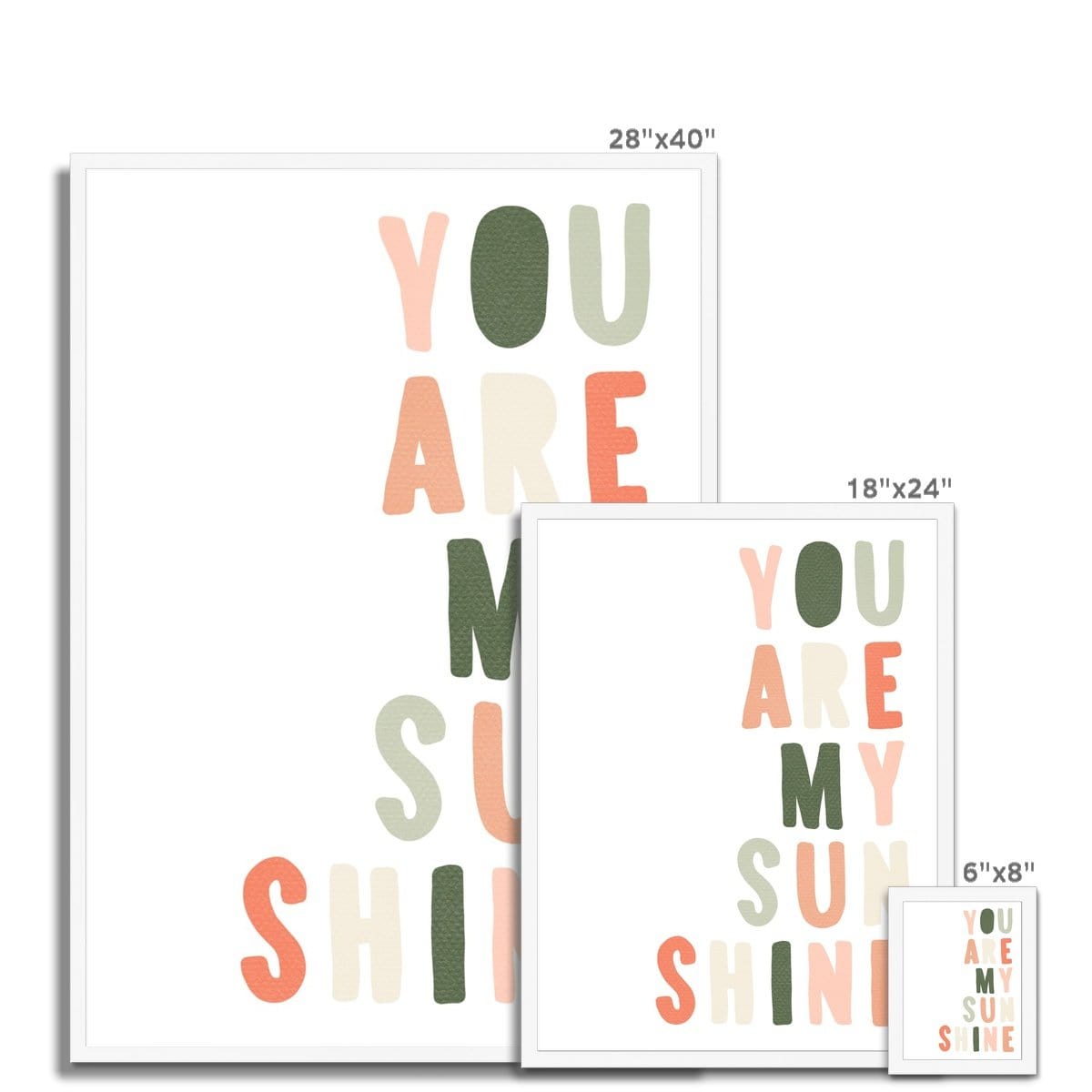 You Are My Sunshine - Blush & Green | Framed Print