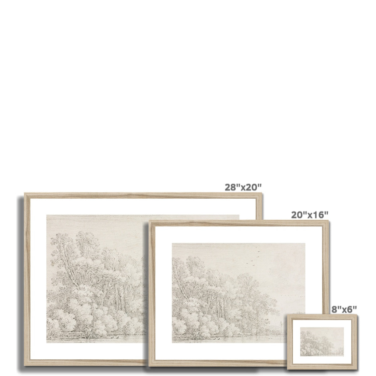 Pencil Sketch, Landscape 00730 | Framed & Mounted Print