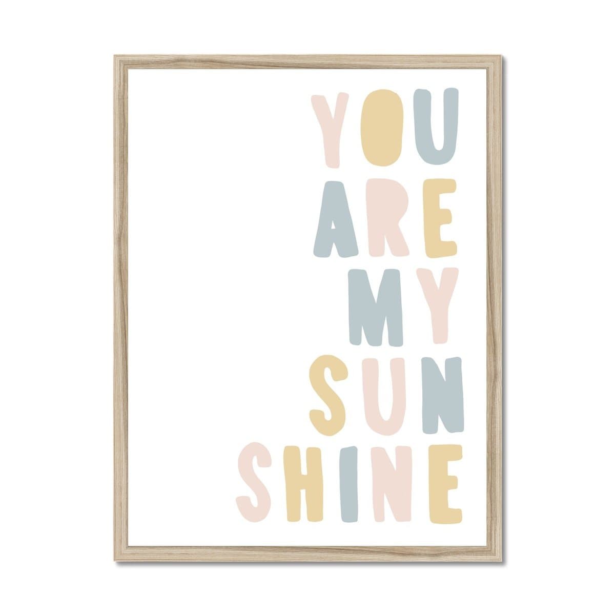 You Are My Sunshine - Pink, Blue & Yellow | Framed Print