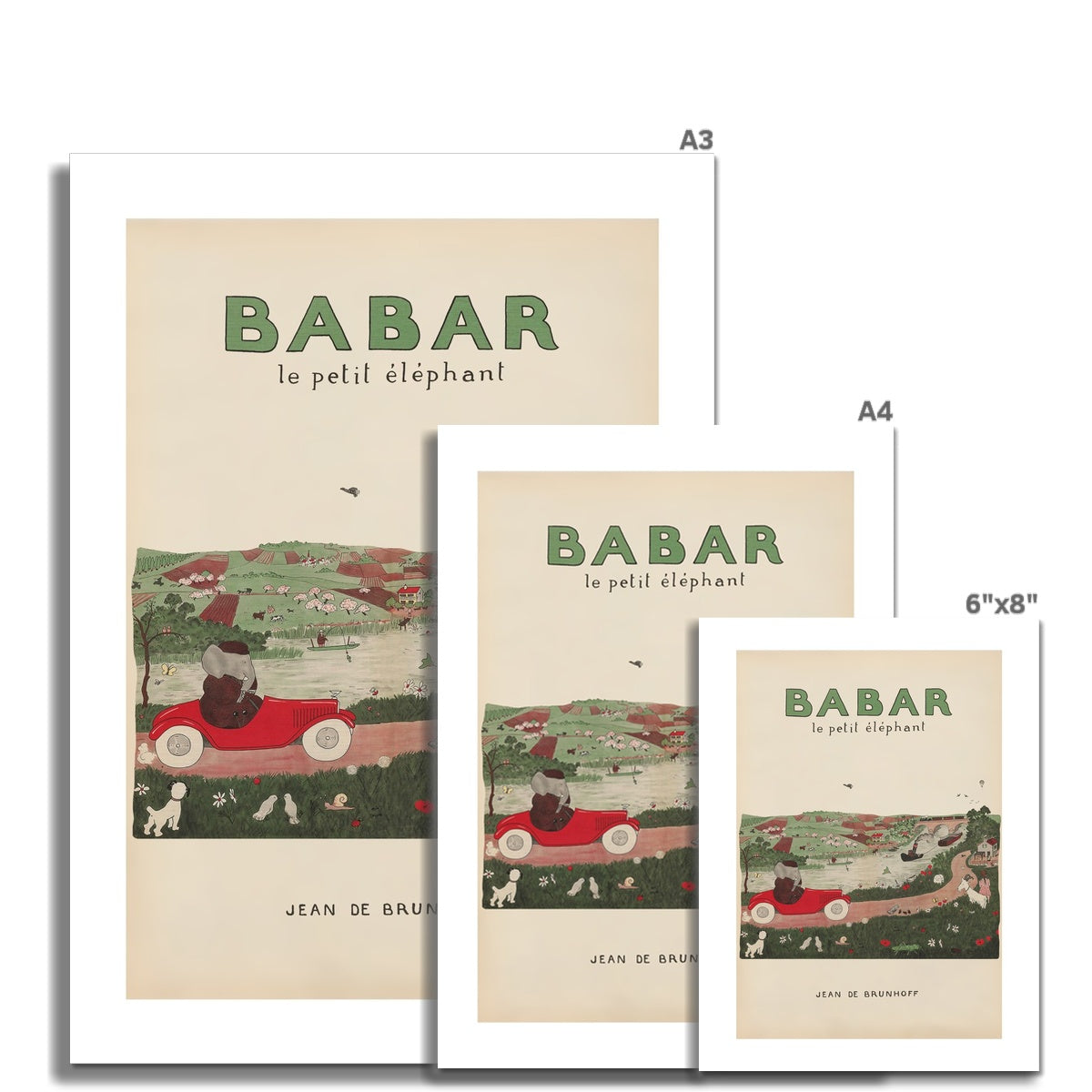 Babar Nursery Art - Babar the Elephant nursery wall art print, Vintage Babar nursery decor for baby’s room, Classic Babar prints for children’s bedrooms