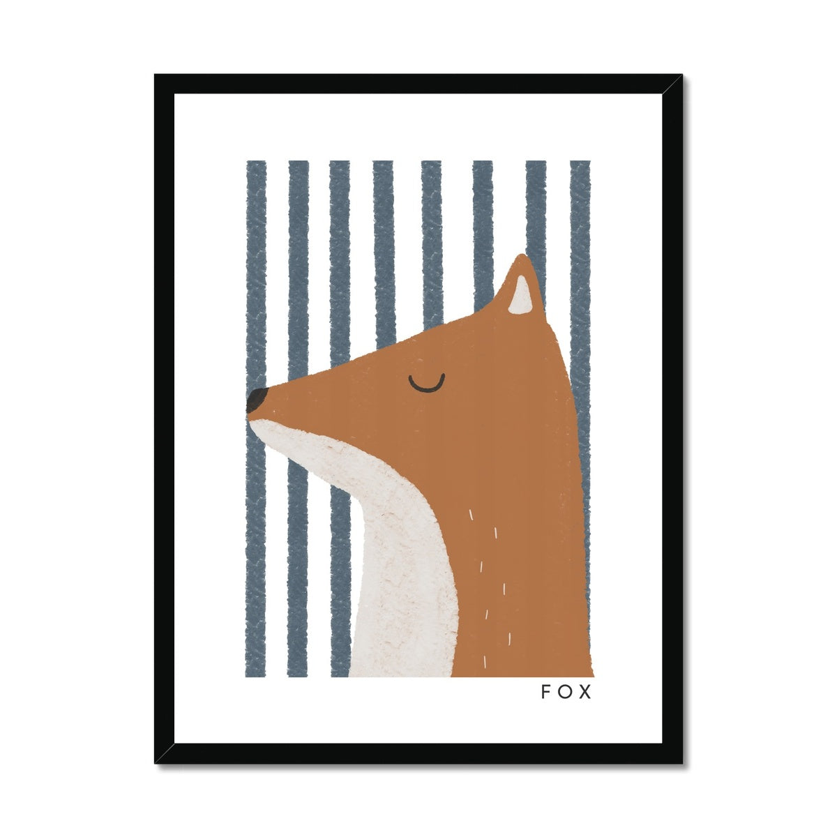 Fox Print - Blue Stripes | Framed Print