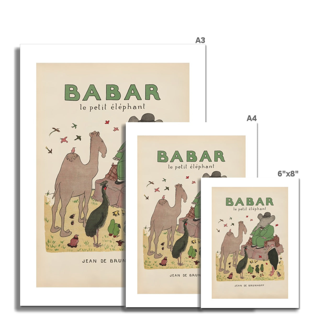 Babar Nursery Art - Babar the Elephant nursery wall art print, Vintage Babar nursery decor for baby’s room, Classic Babar prints for children’s bedrooms