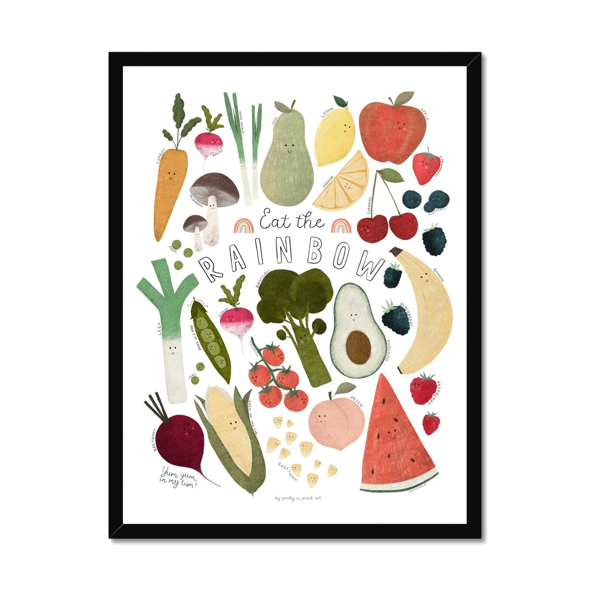 Eat The Rainbow - with faces | Framed Print