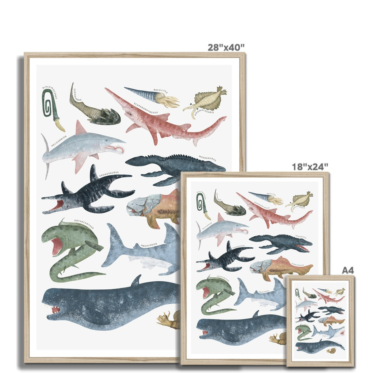 Prehistoric Ocean Chart | Framed Print