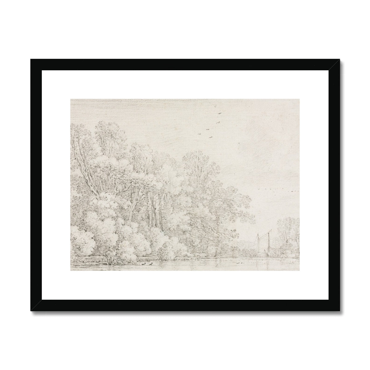 Pencil Sketch, Landscape 00730 | Framed & Mounted Print