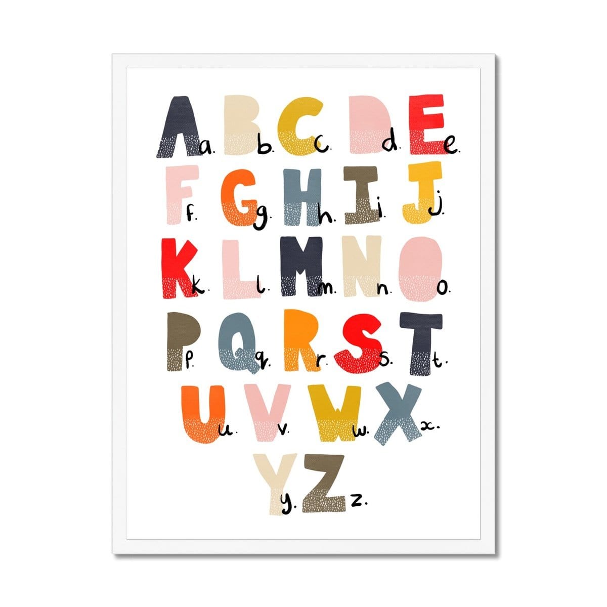 Alphabet Chart - Muted Rainbow | Framed Print