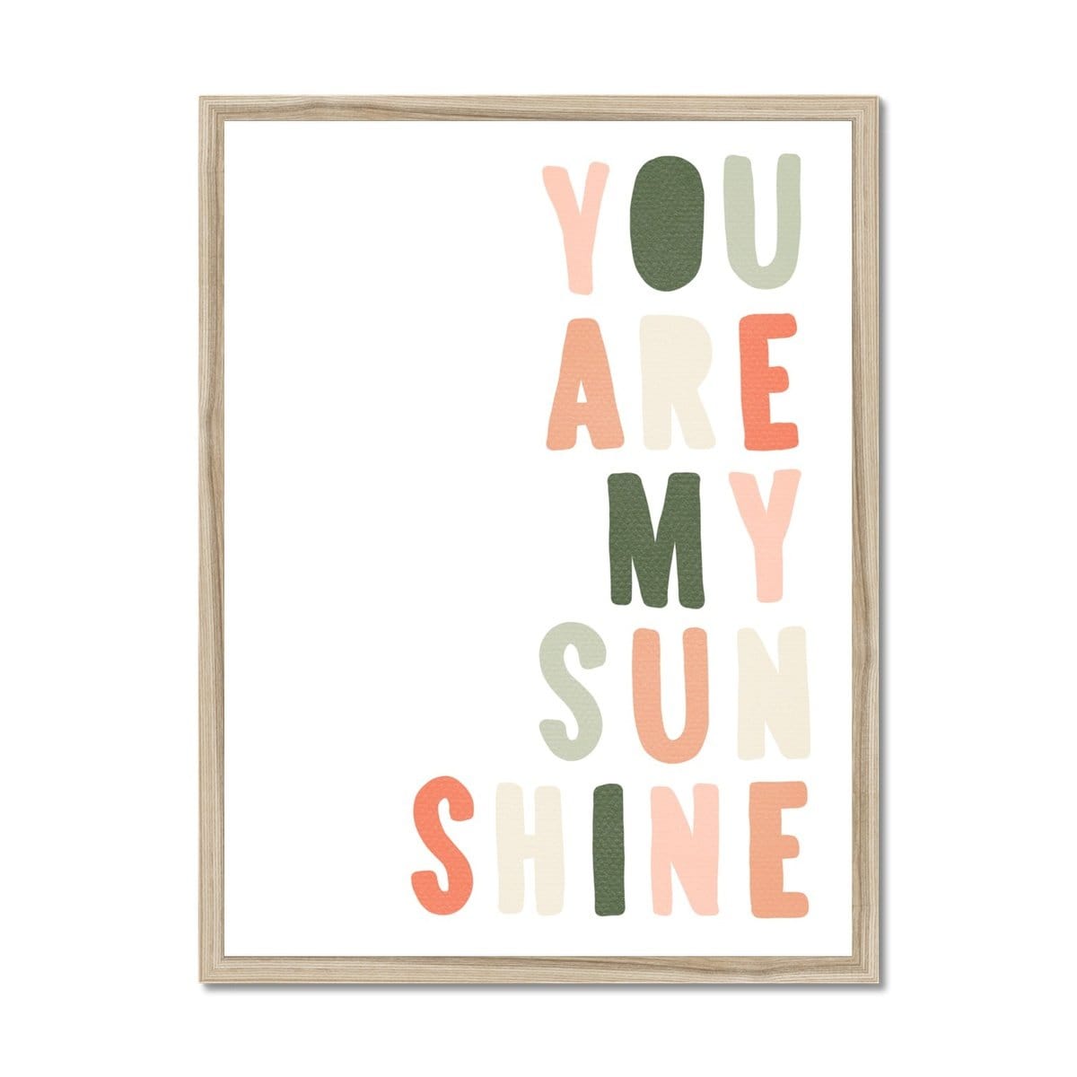 You Are My Sunshine - Blush & Green | Framed Print