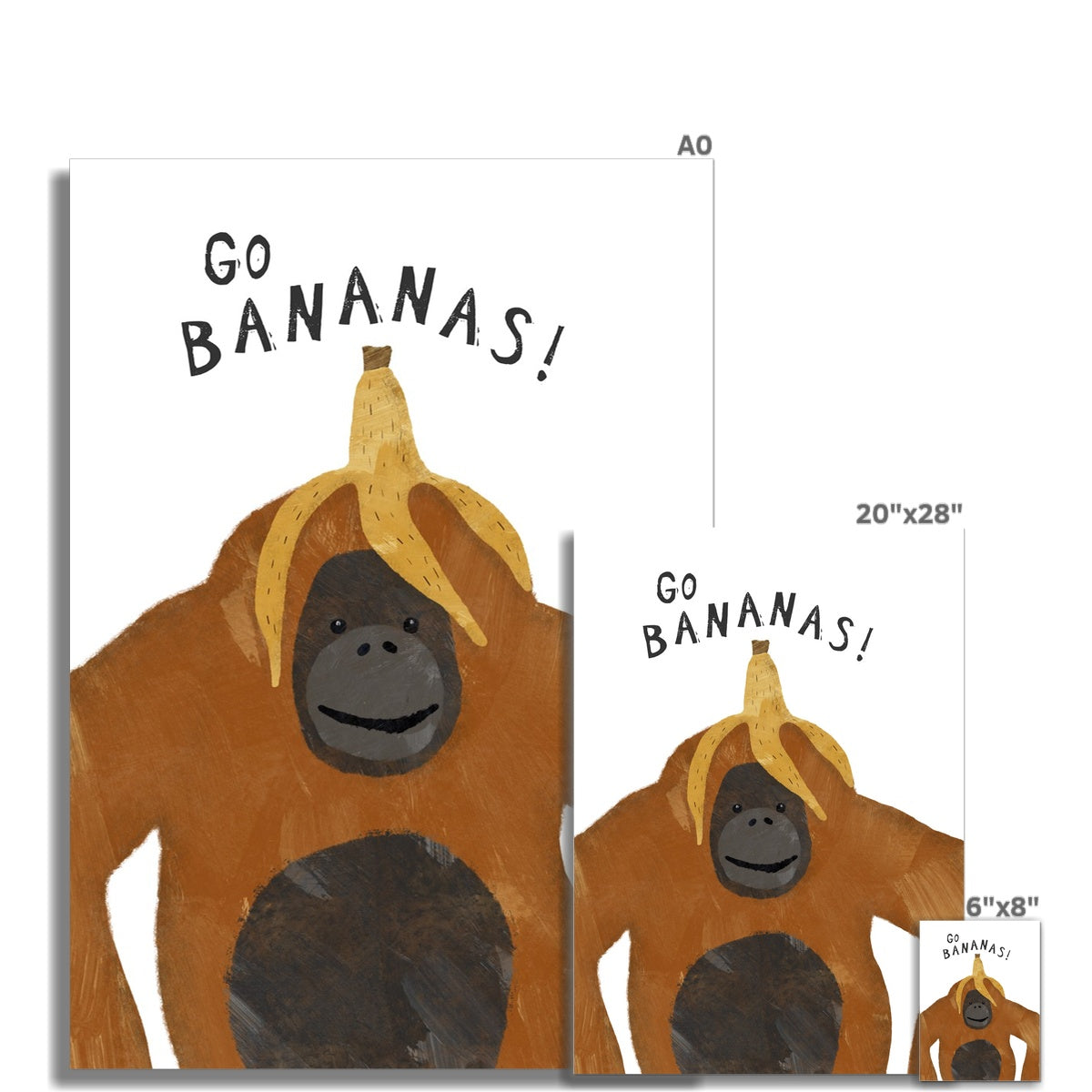Go Bananas Orangutan Poster | Unframed