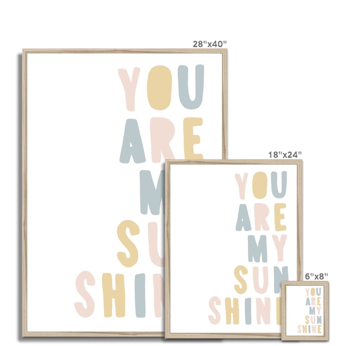 You Are My Sunshine - Pink, Blue & Yellow | Framed Print
