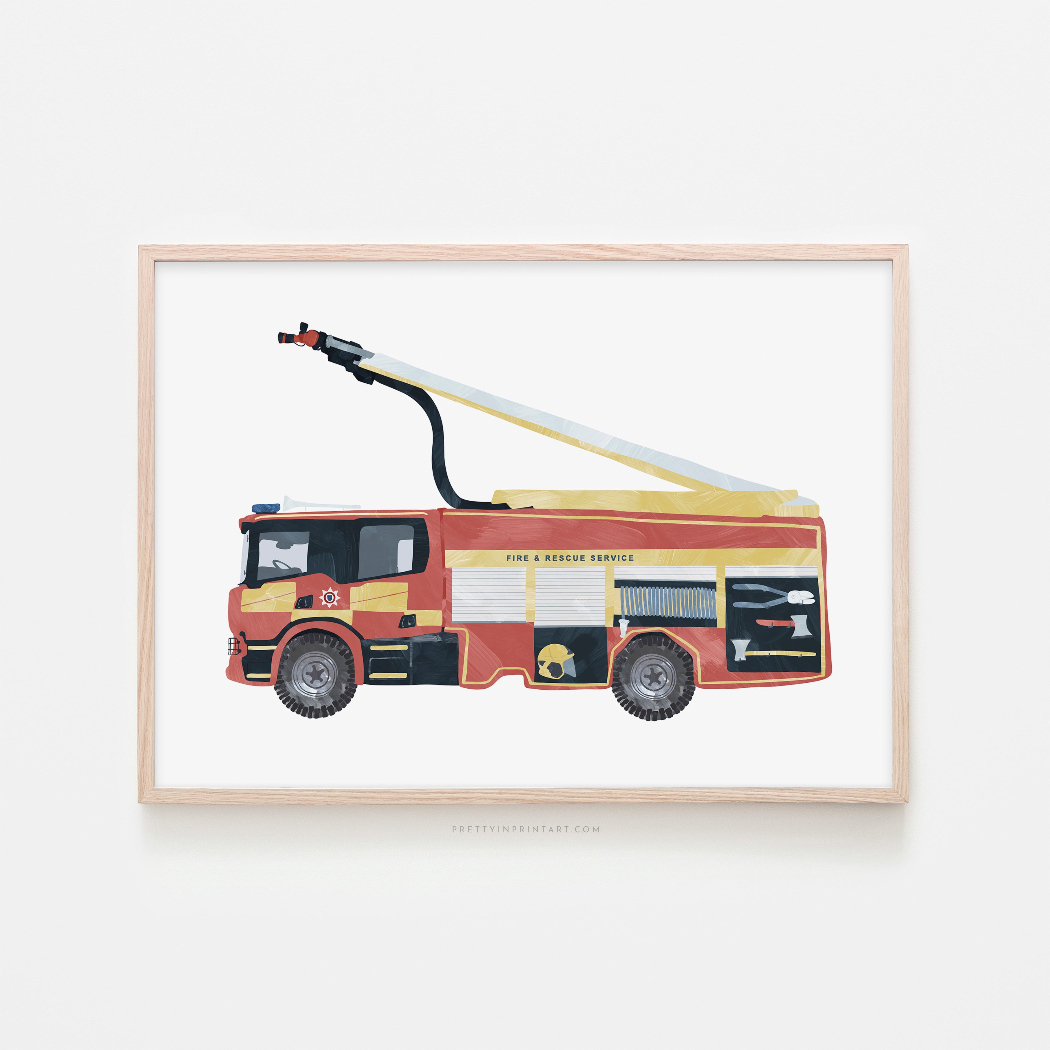 Fire Engine, Kids Art | Framed Print