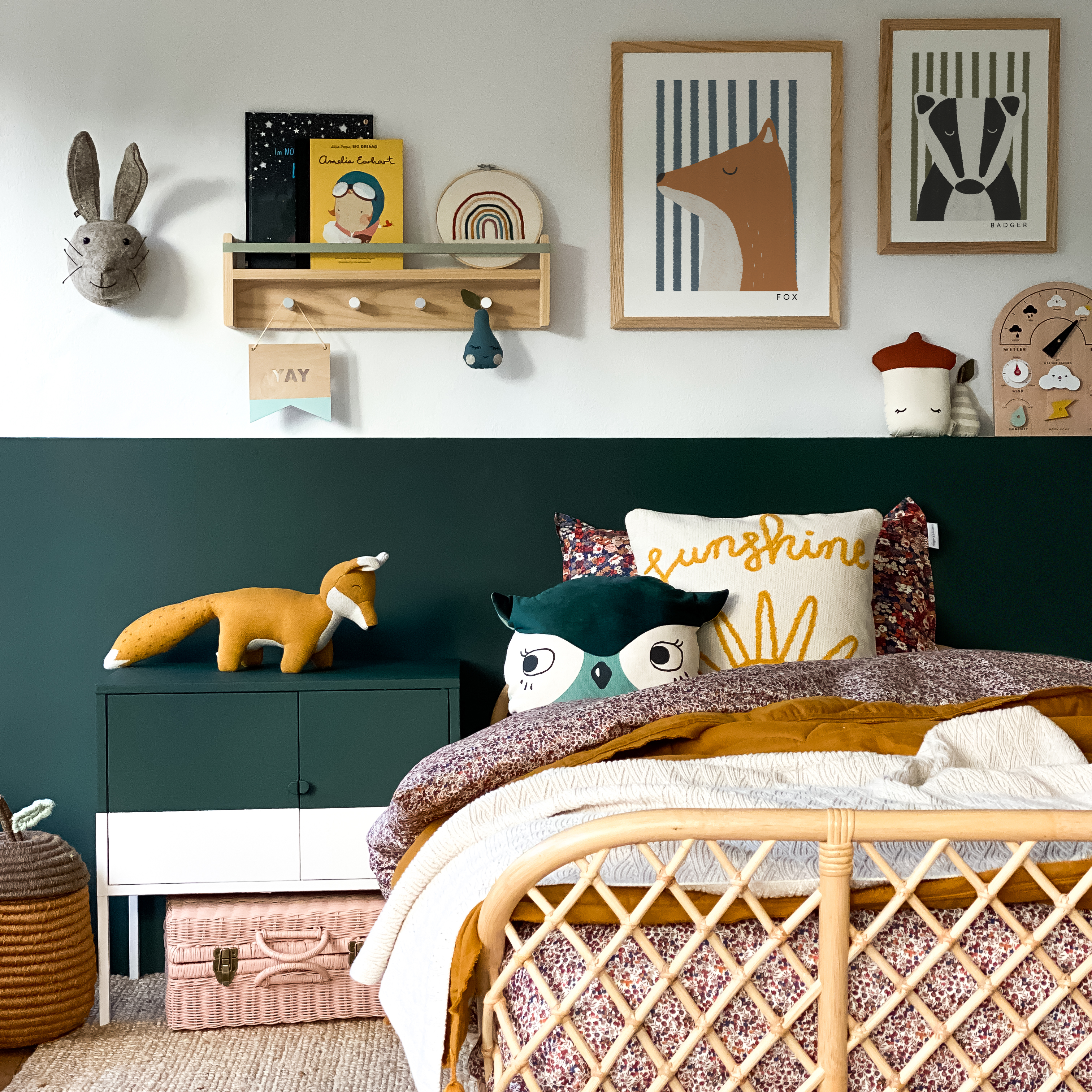 Fox Print - Blue Stripes | Framed Print