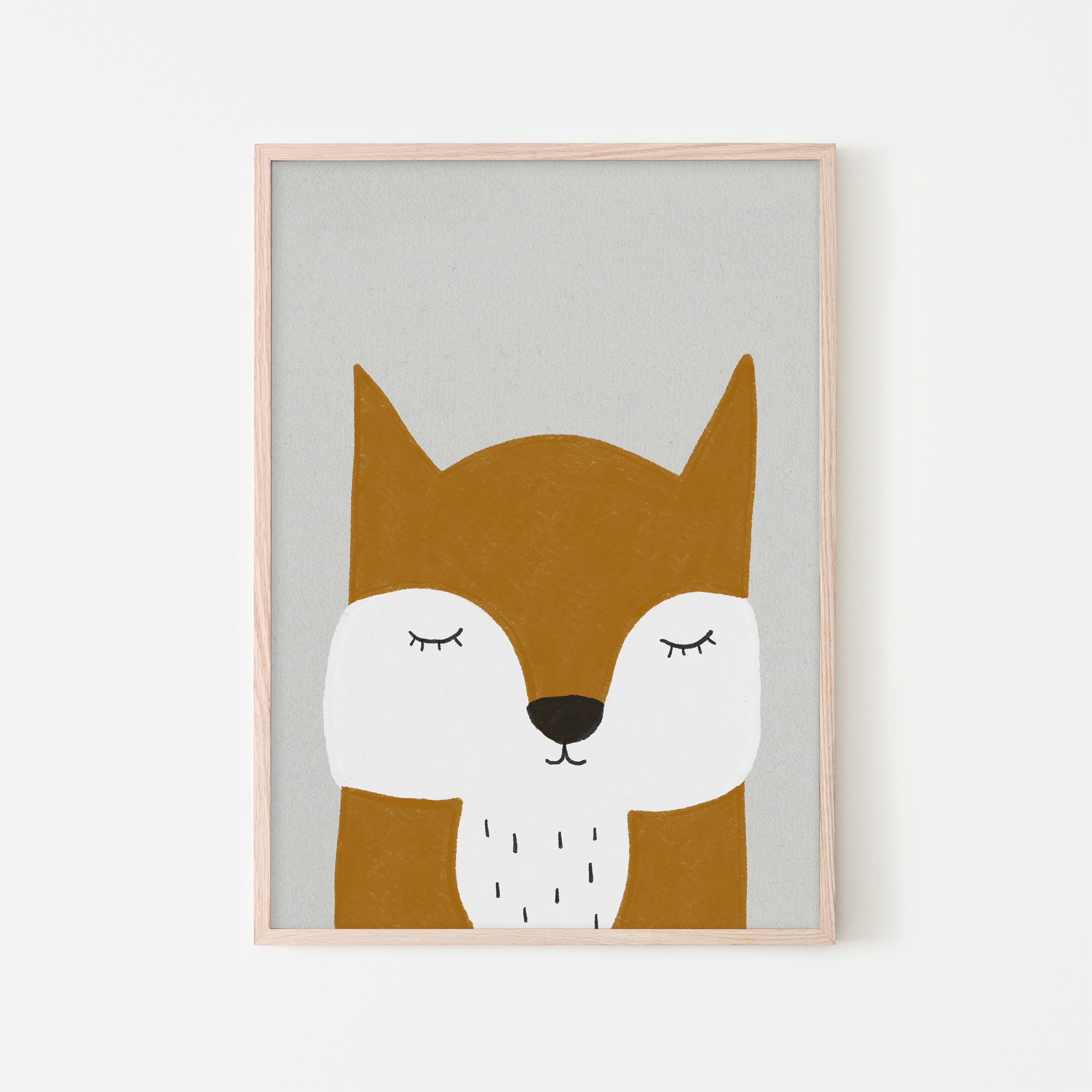 Sleepy Fox - Orange | Framed Print