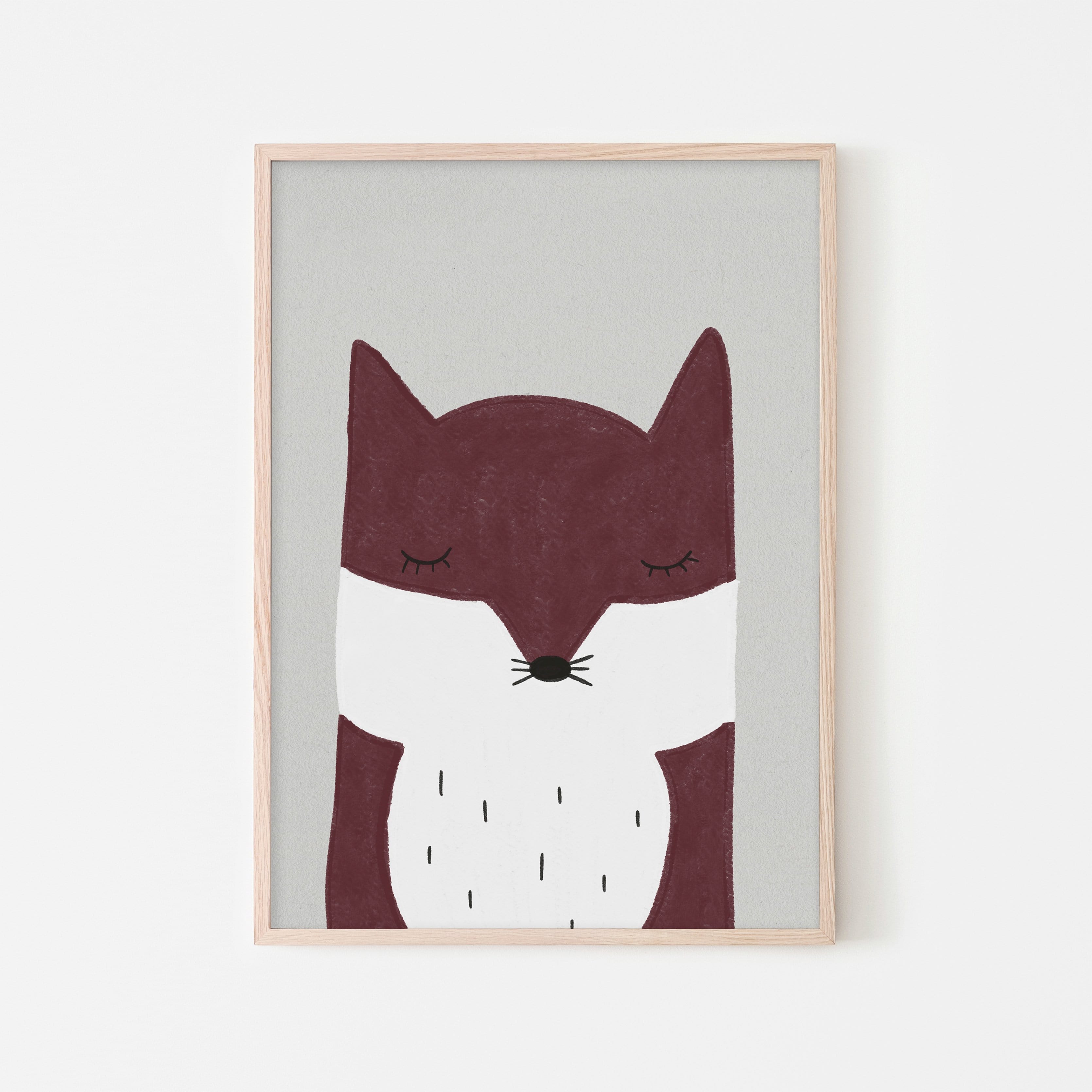 Sleepy Fox - Red | Framed Print