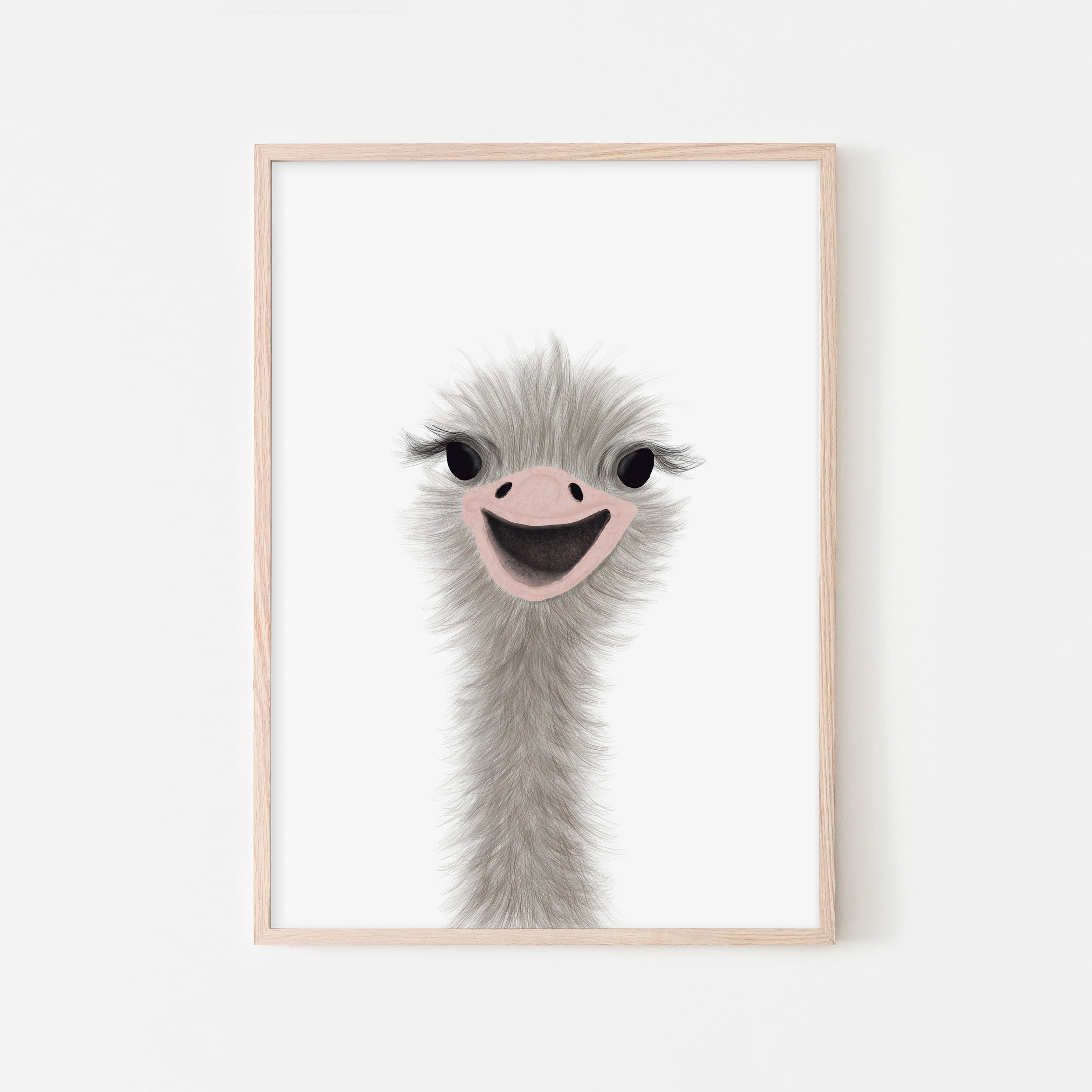 Ostrich Peekaboo - Portrait | Framed Print