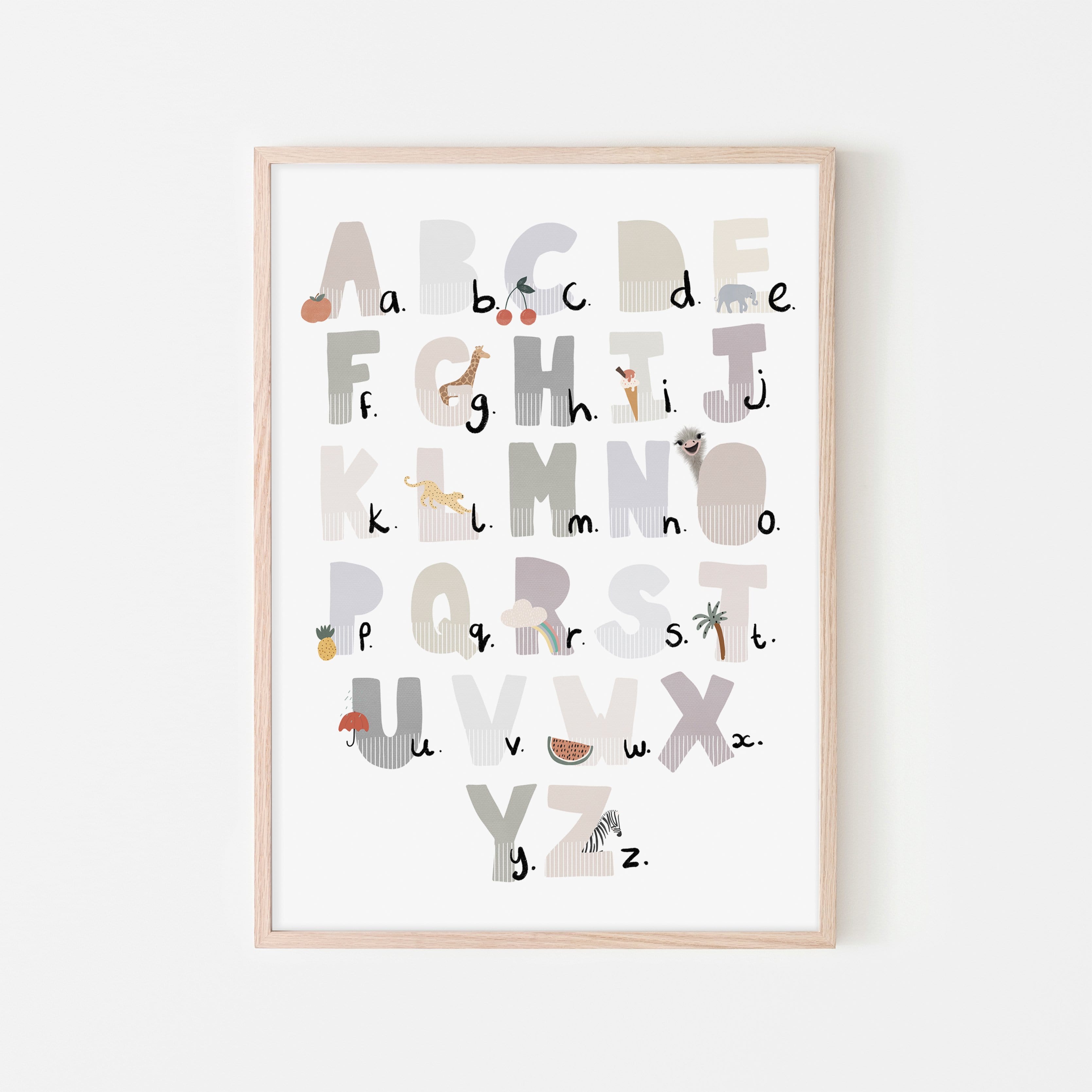 Alphabet Chart - Illustrated Natural | Framed Print