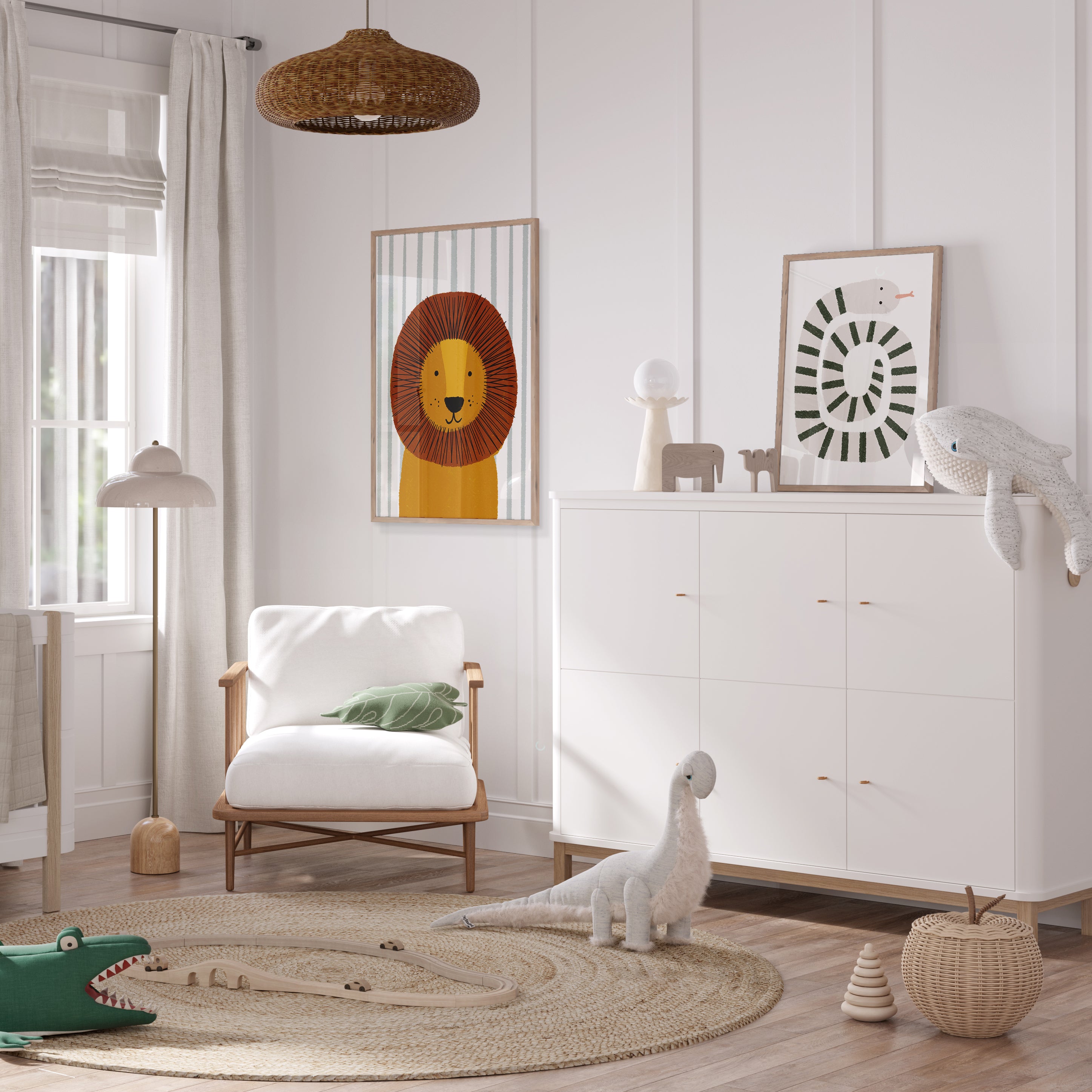 Snake Print - Grey, Green | Unframed