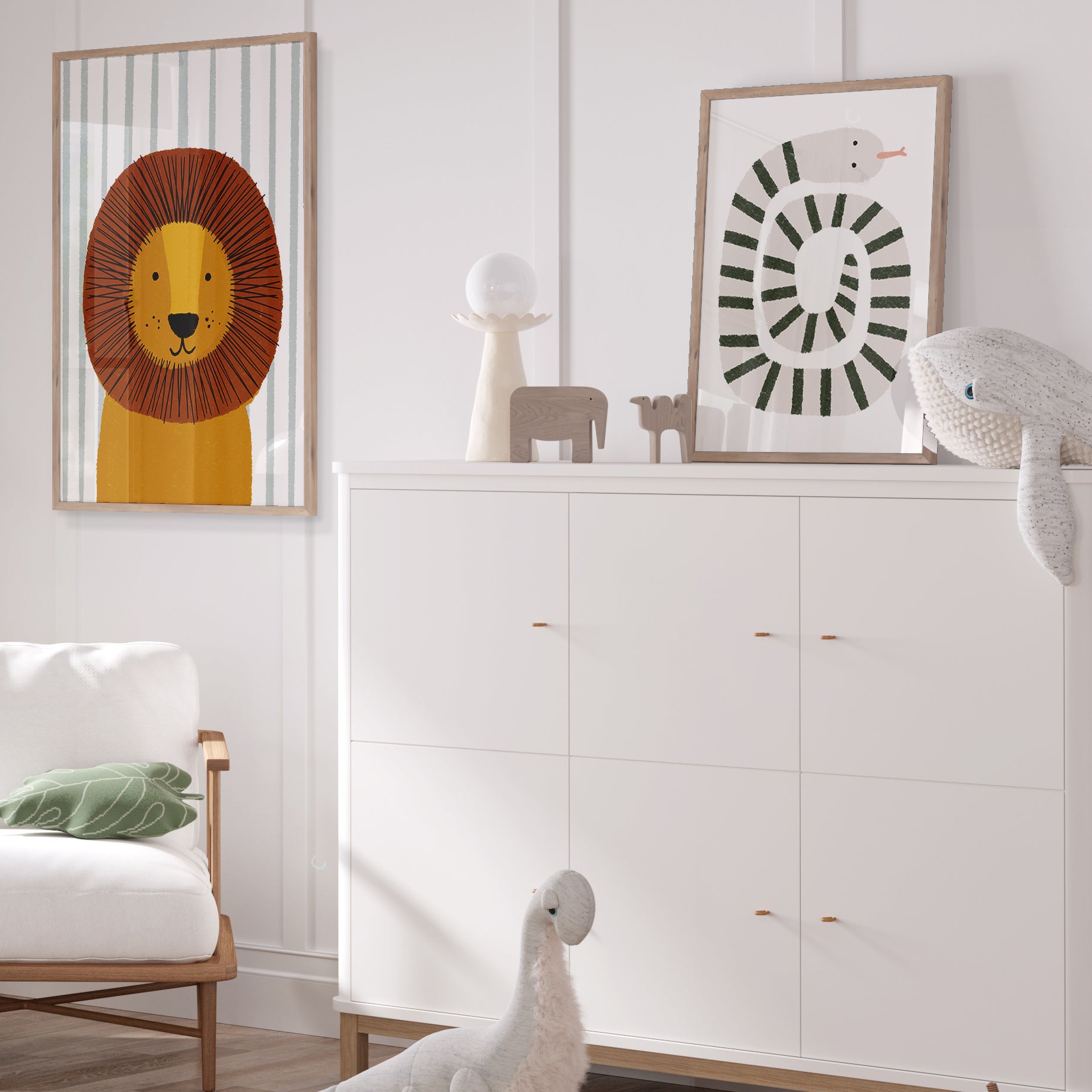 Snake Print - Grey, Green | Unframed