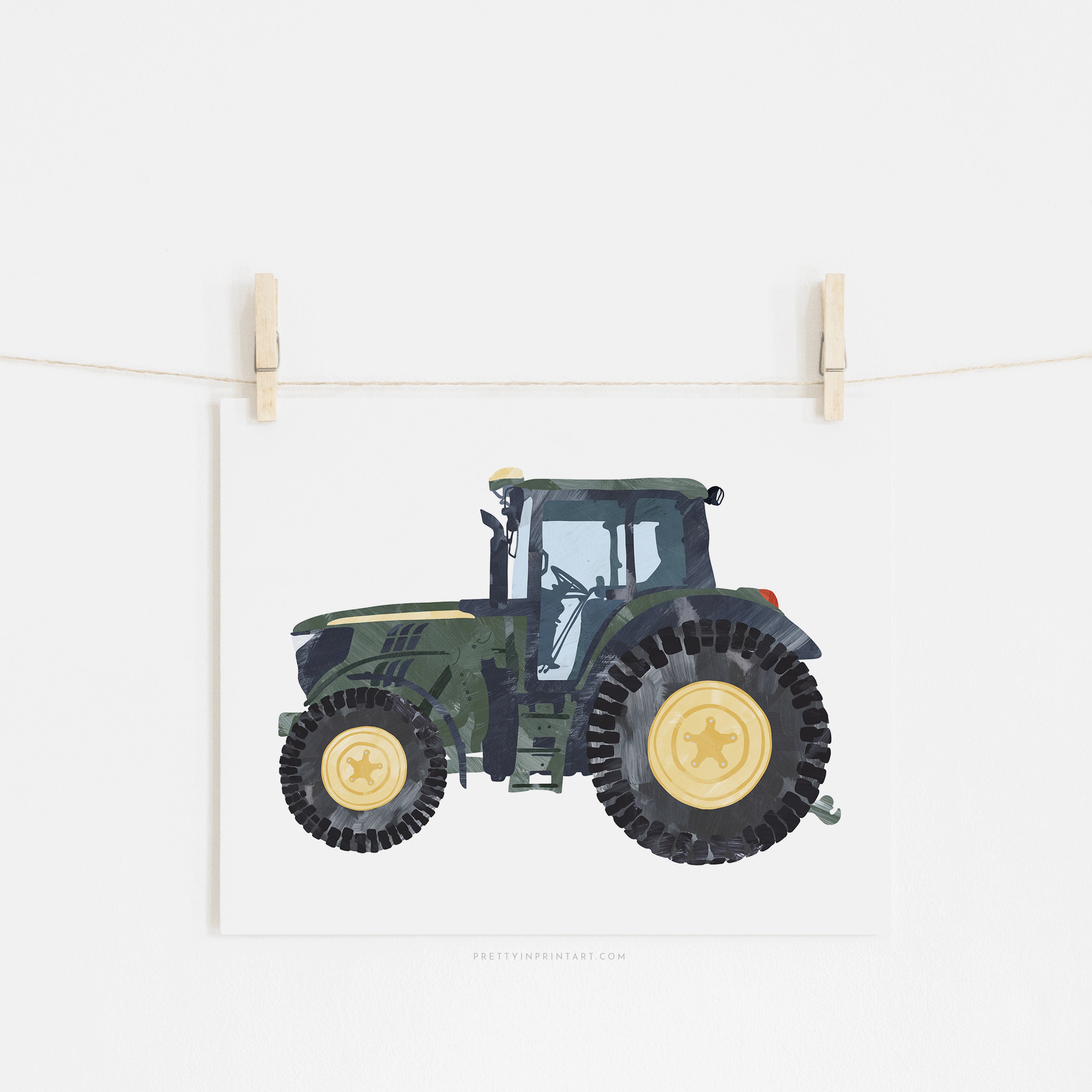 Tractor Kids Art | Green | Unframed