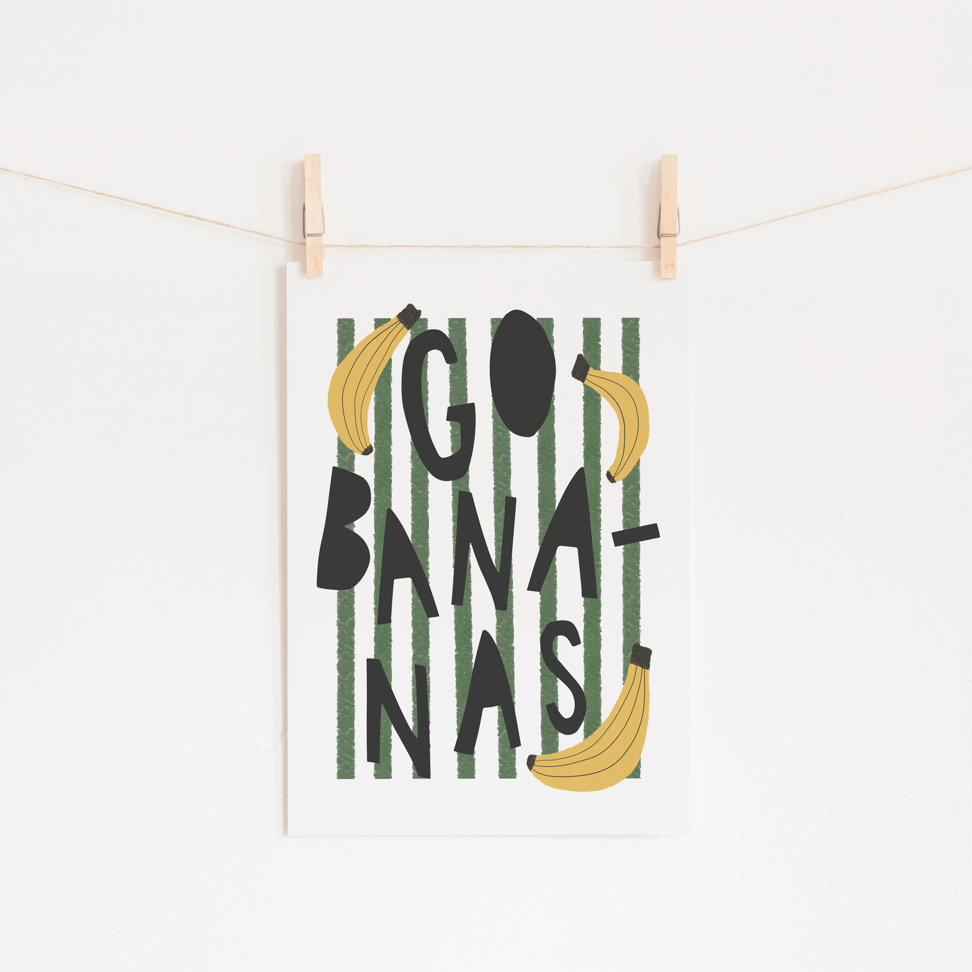 Go Bananas - Green Stripes | Unframed