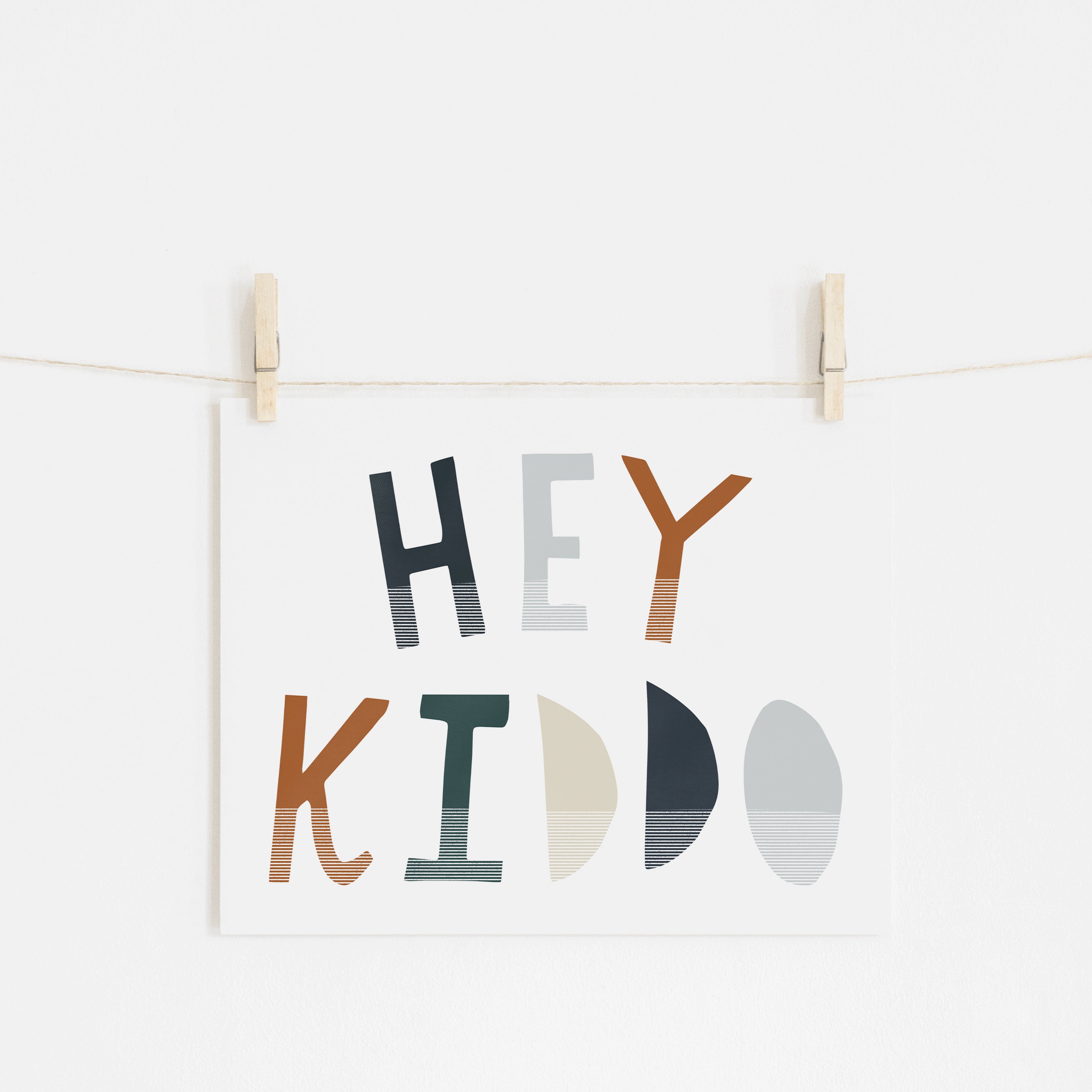 Hey Kiddo - Navy & Brown (Landscape) | Unframed