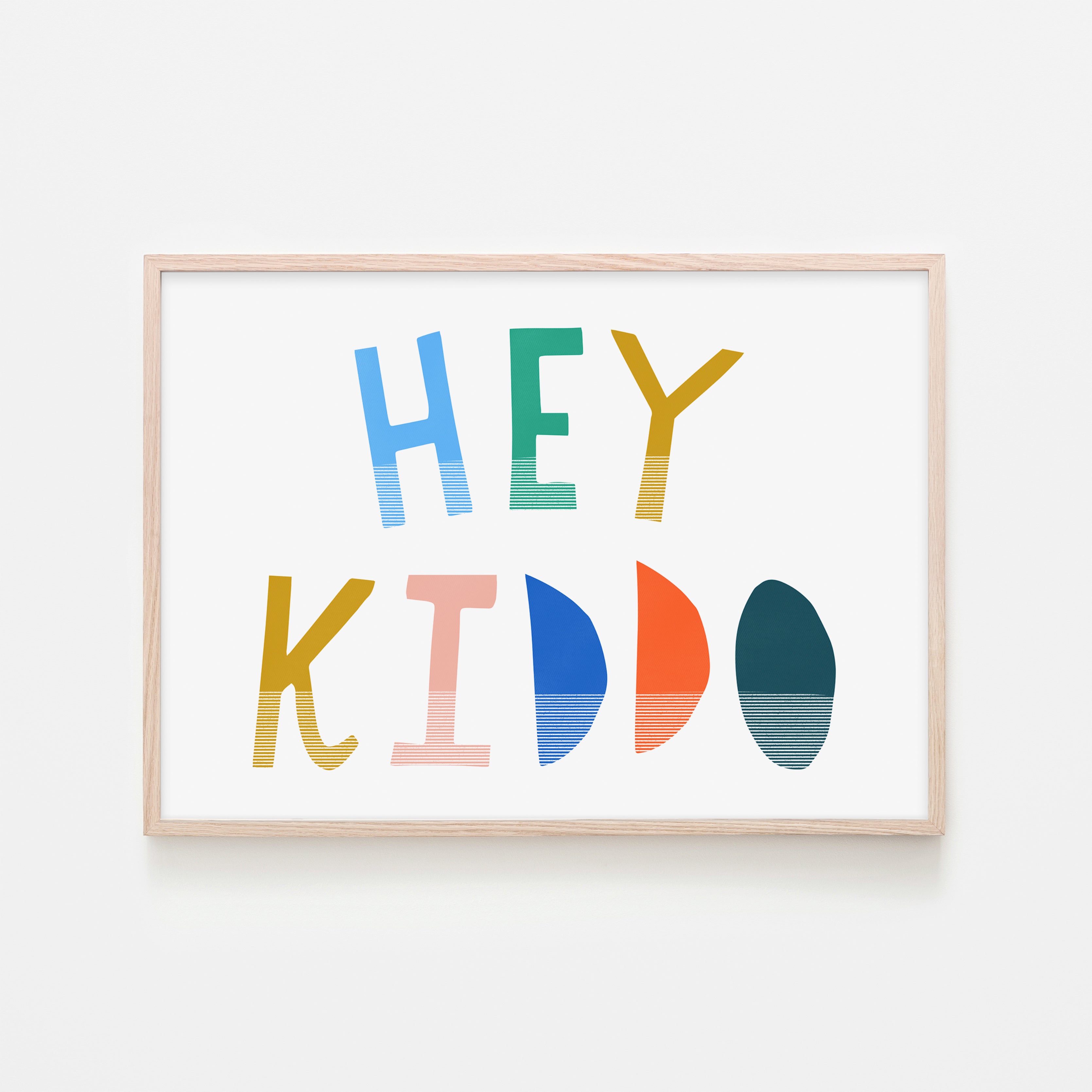 Hey Kiddo - Brights (Landscape) | Framed Print