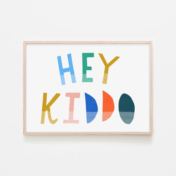 Hey Kiddo - Brights (Landscape) |  Framed Print