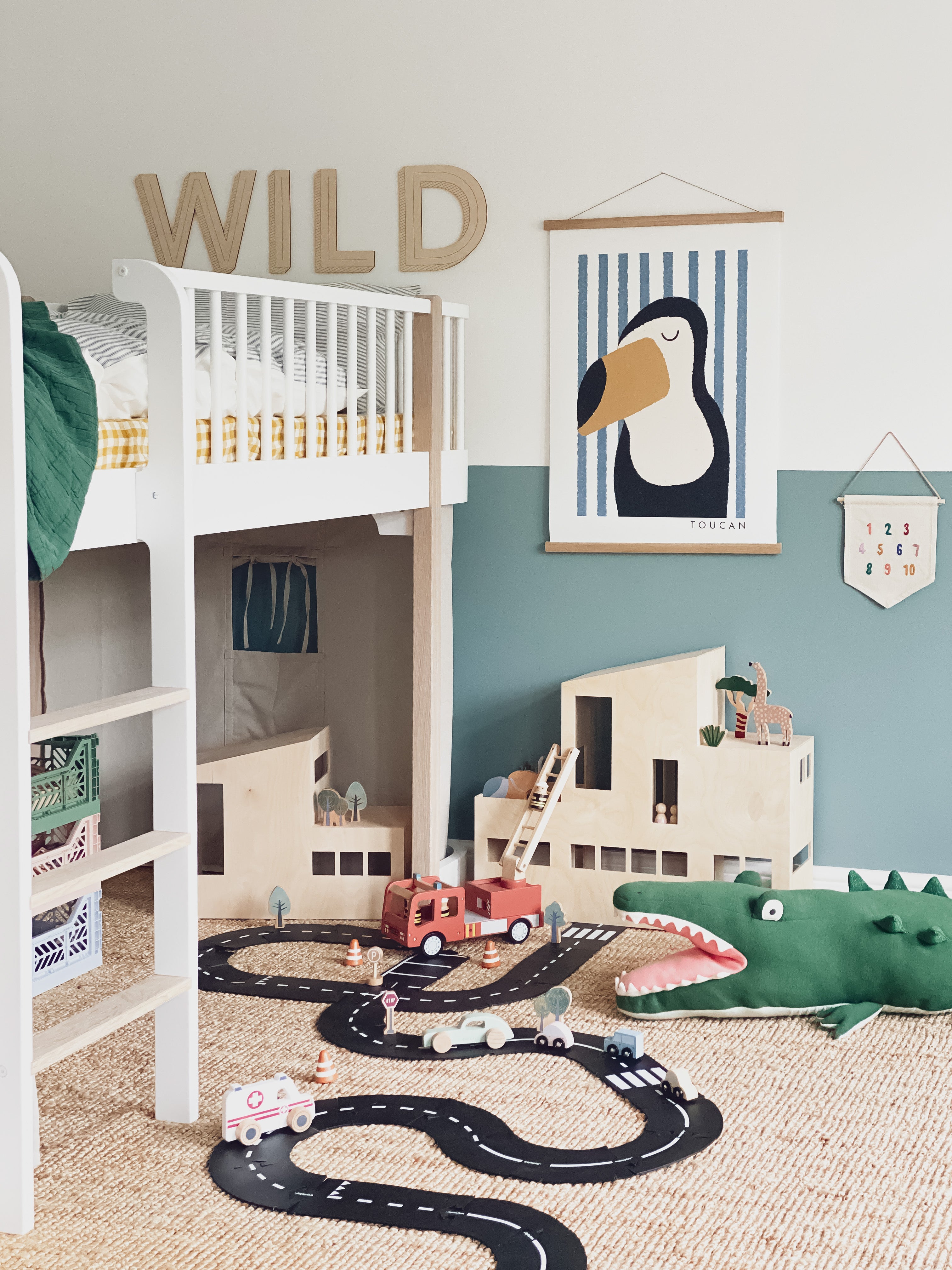 Toucan Print - Blue Stripes | Unframed