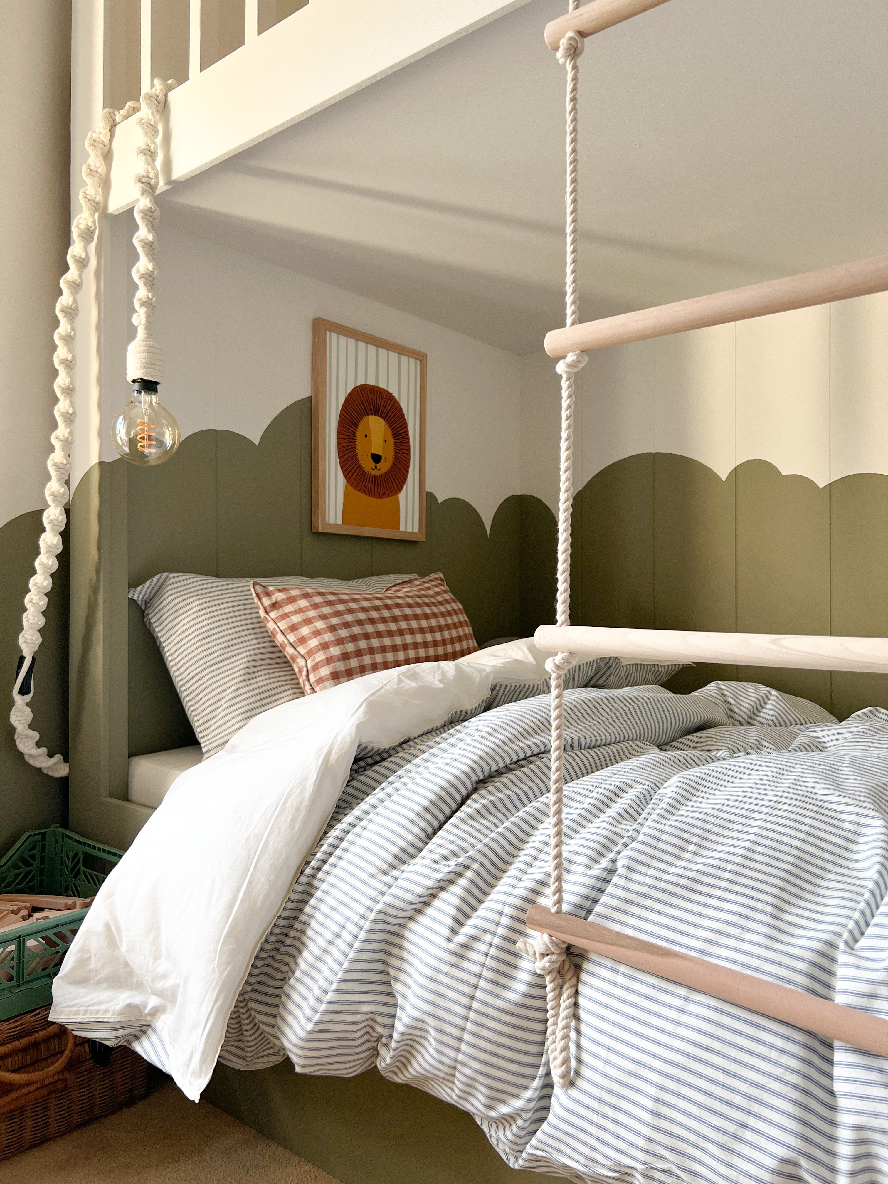 Lion - Blue Stripe | Framed Print