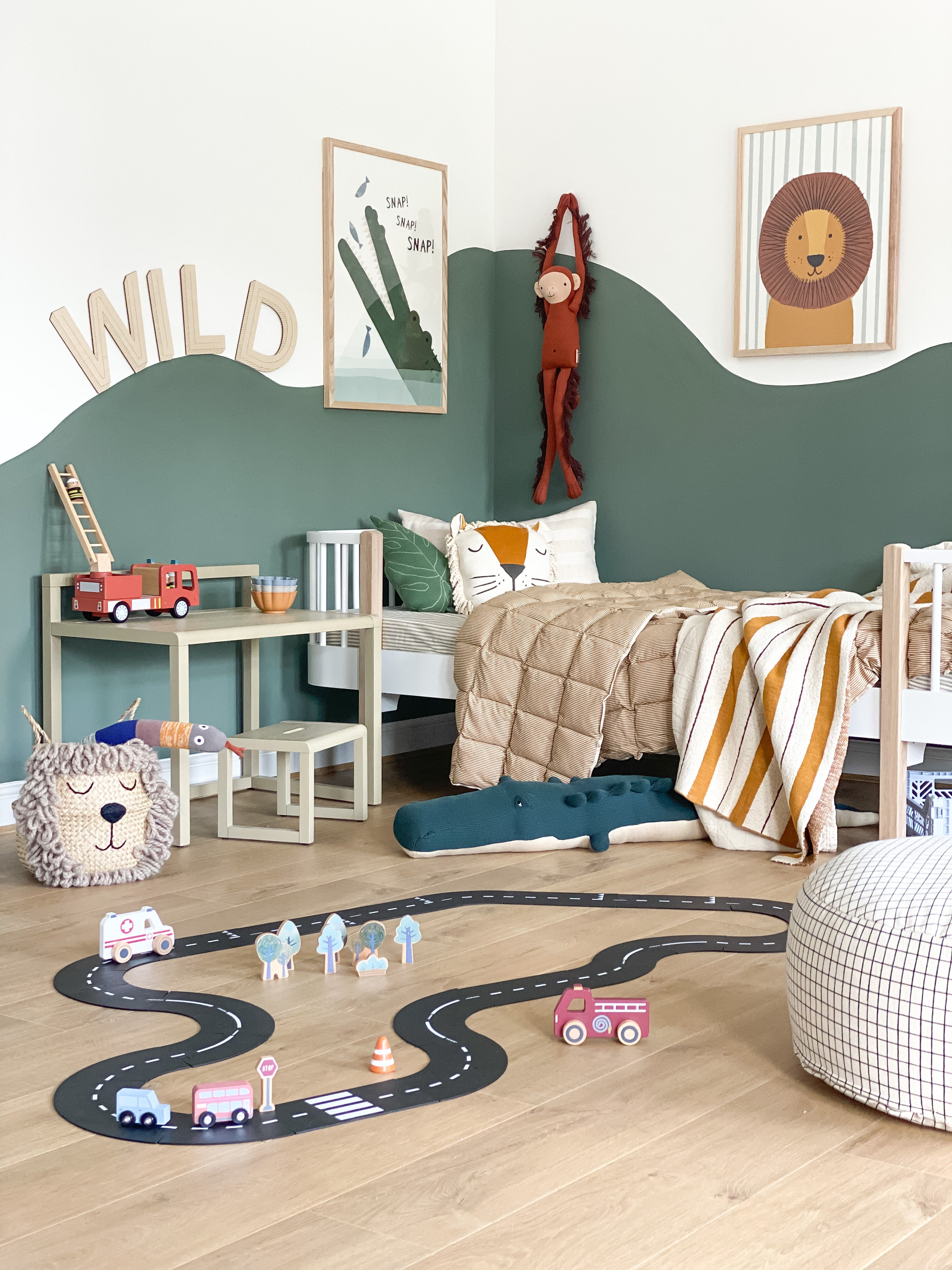 Lion - Blue Stripe | Framed Print