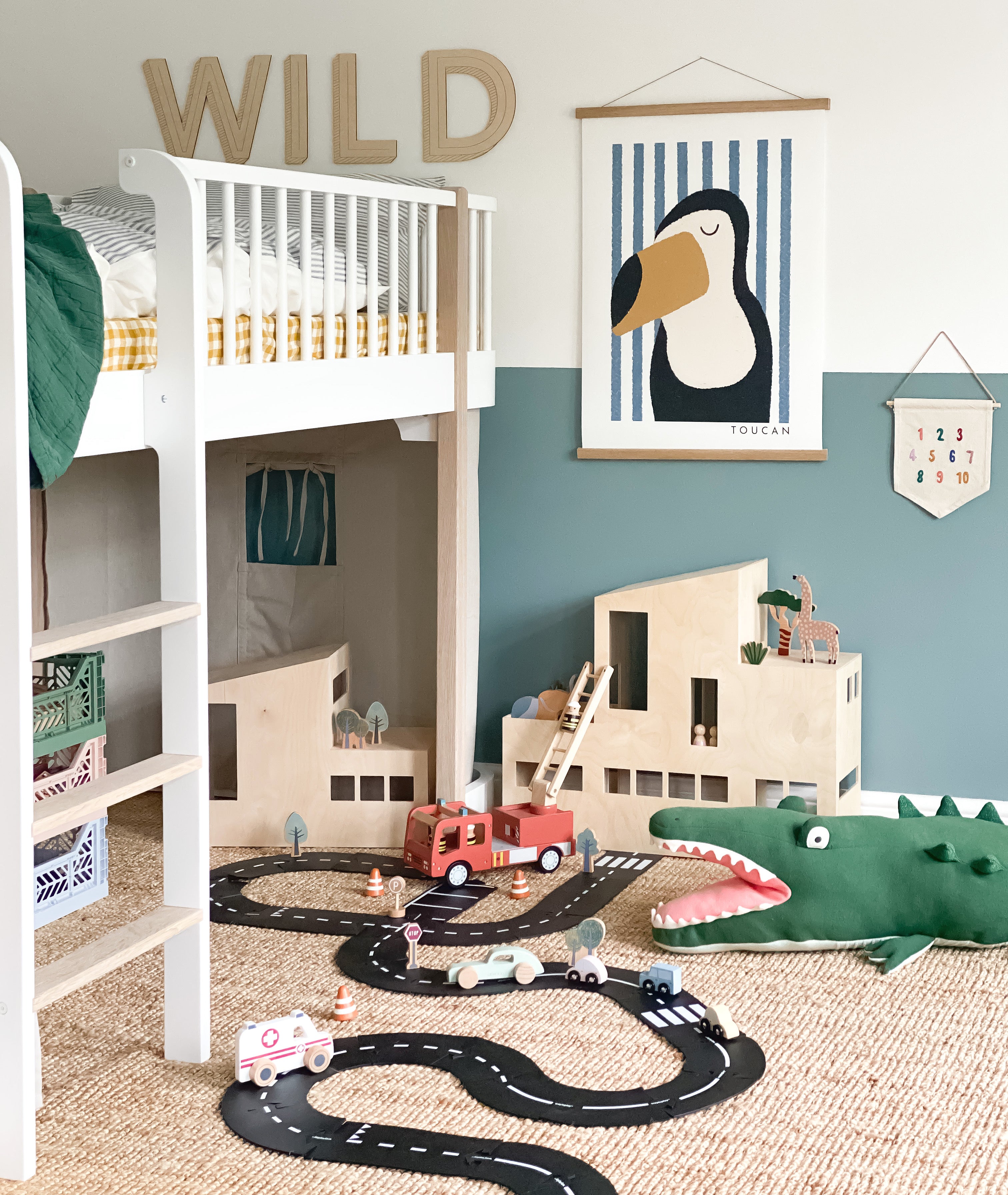 Toucan Print - Blue Stripes | Framed Print