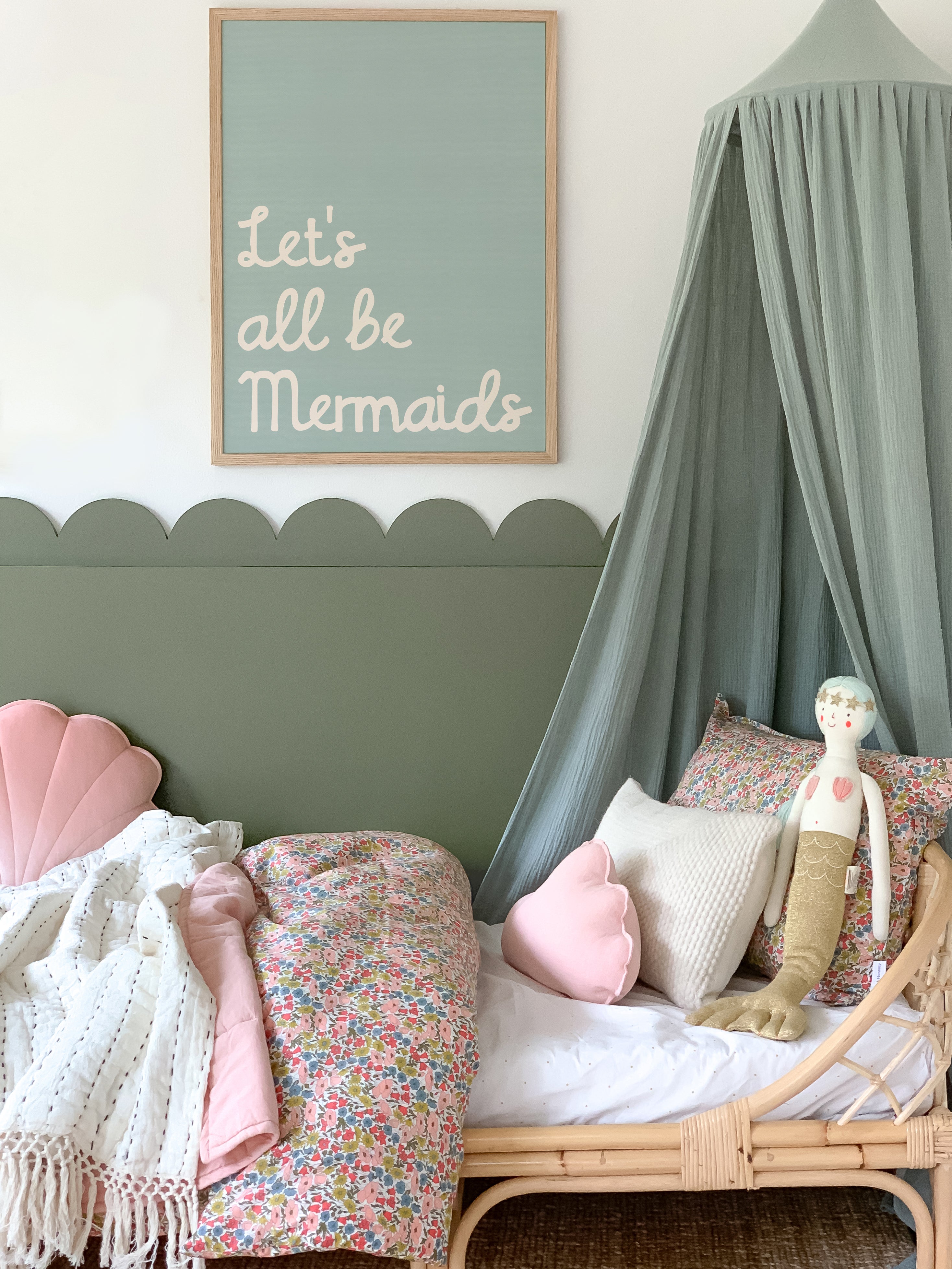 Let's All Be Mermaids - Blue | Framed Print