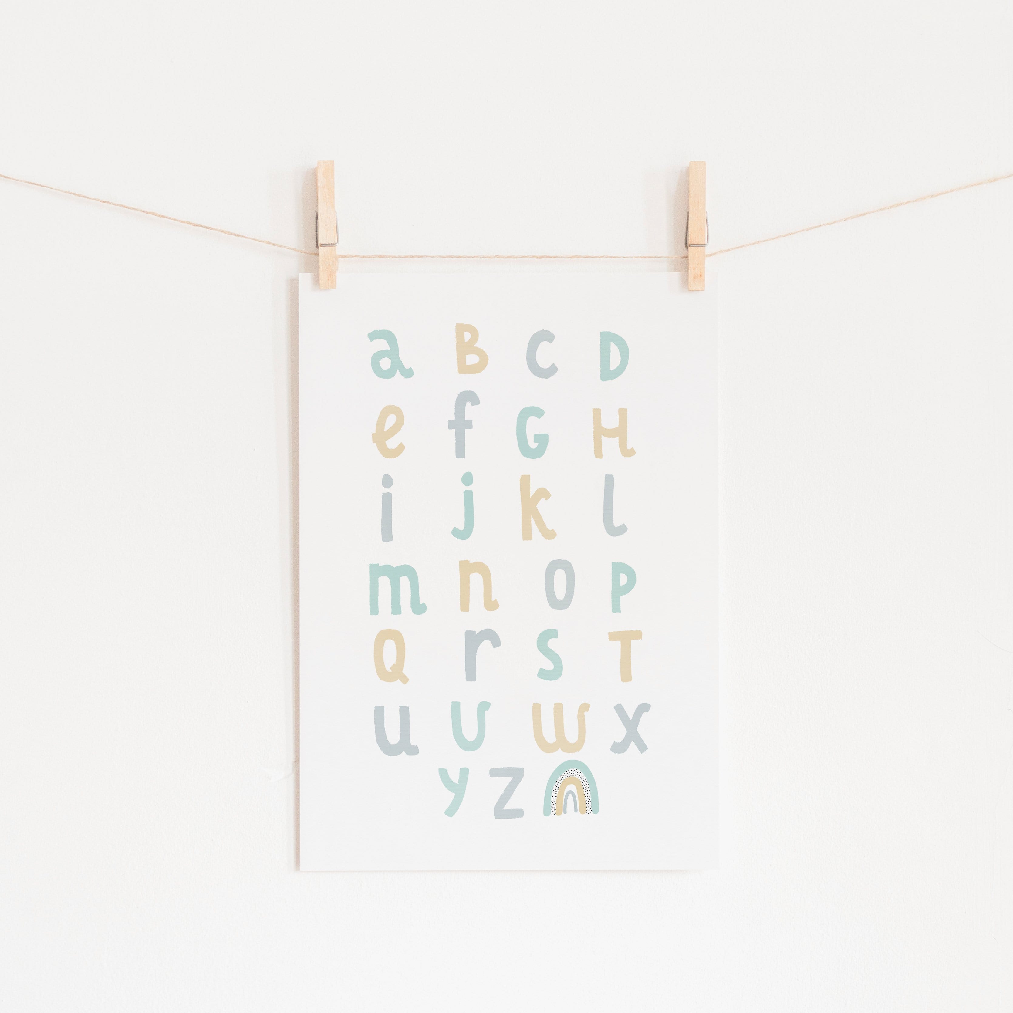 Alphabet Chart - Mint, Blue & Yellow | Unframed