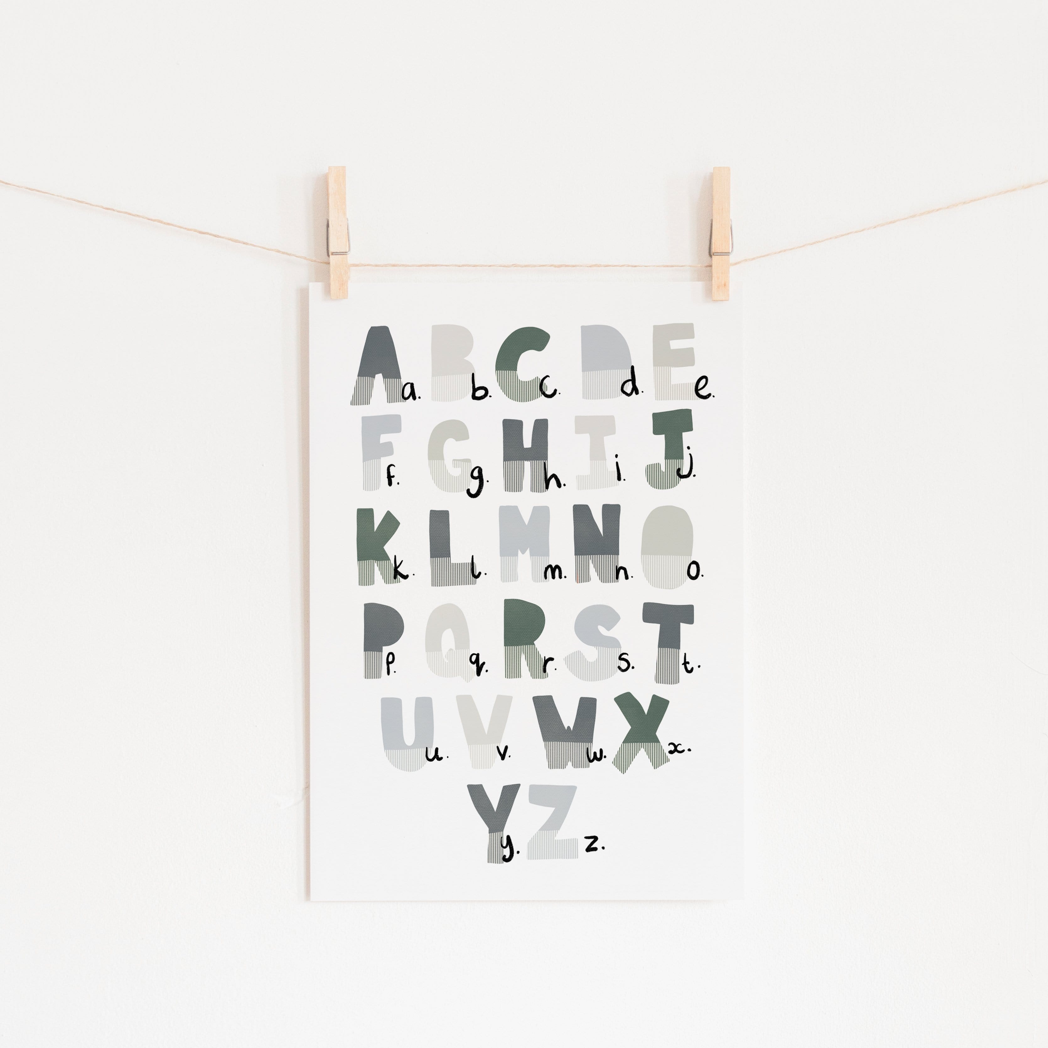 Alphabet Chart - Blue & Green | Unframed