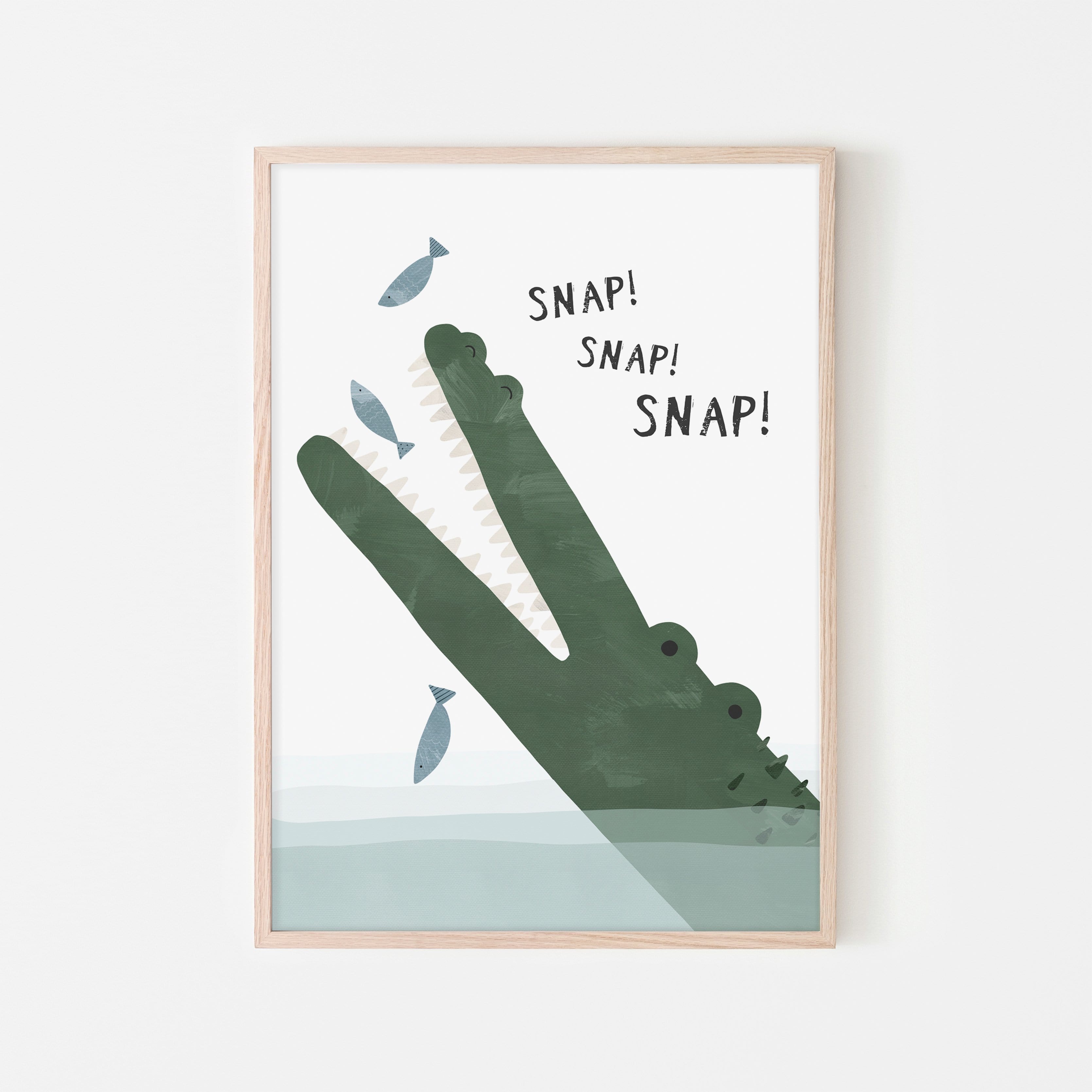 Crocodile & Fish | Framed Print
