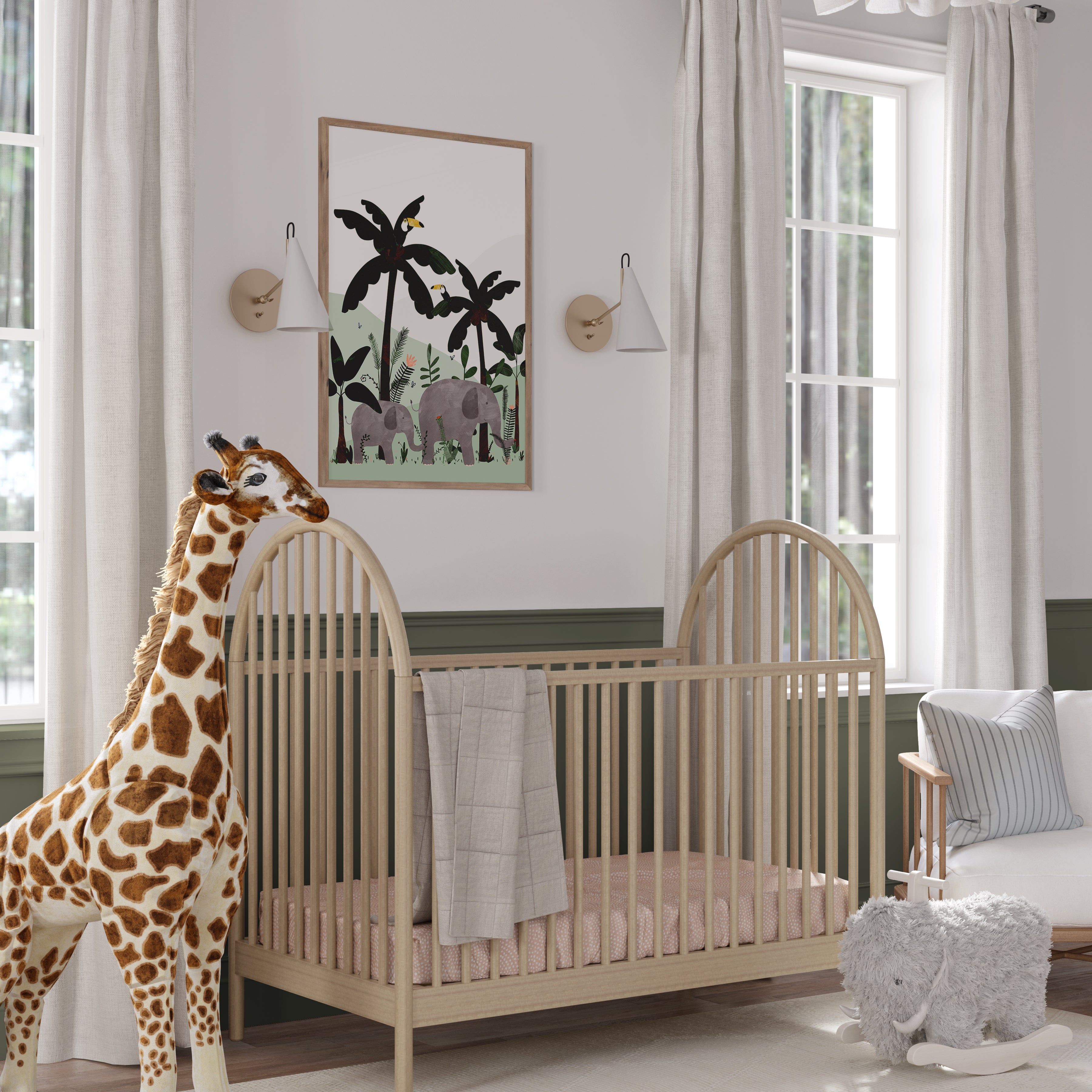 Green - Elephants in the Jungle Print | Framed Print