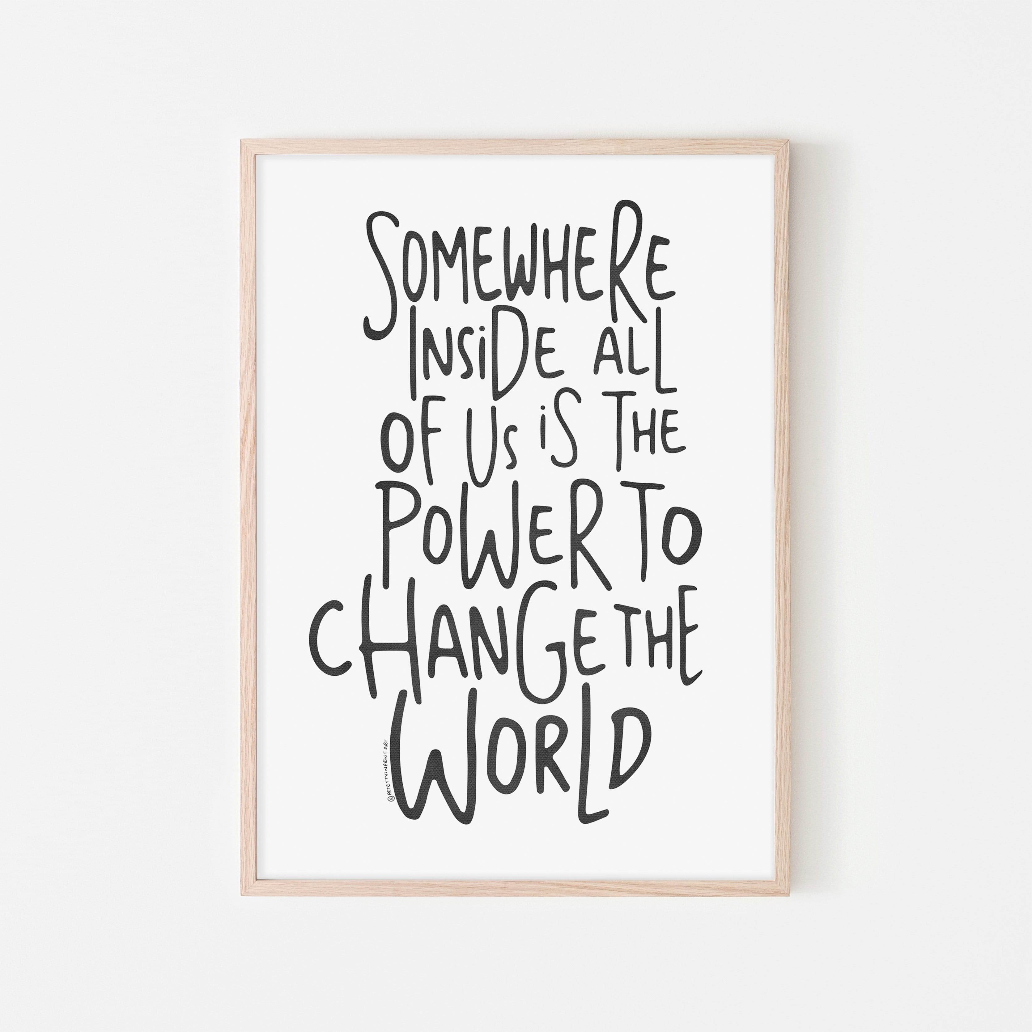 Somewhere Inside All of Us Quote - Black | Framed Print