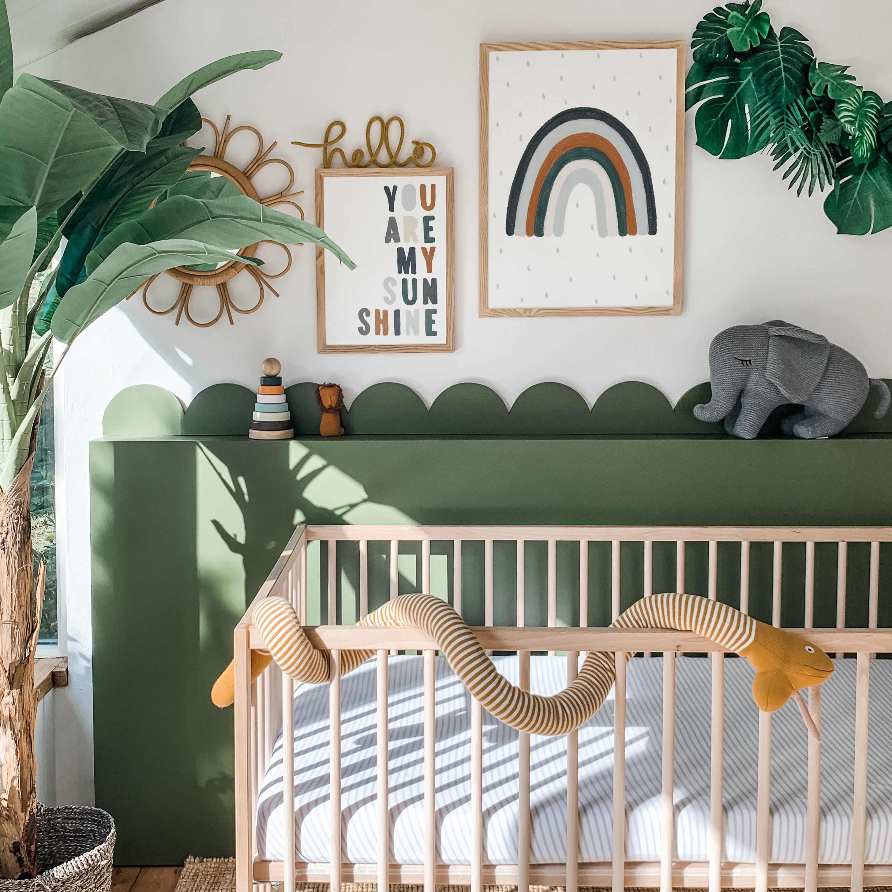 Rainbow Wall Art - Navy Blue, Green, Brown | Unframed