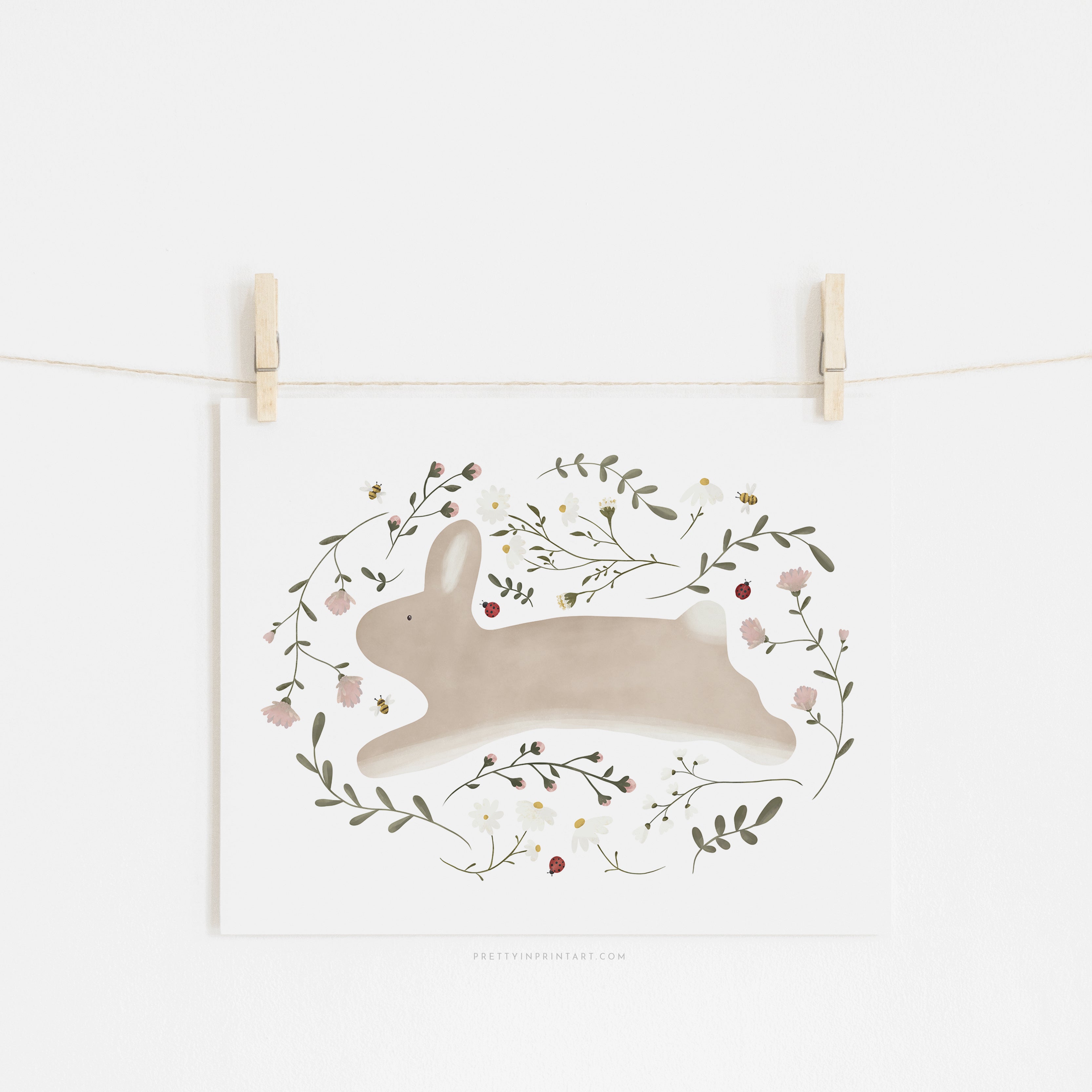 Floral Bunny Rabbit | Unframed