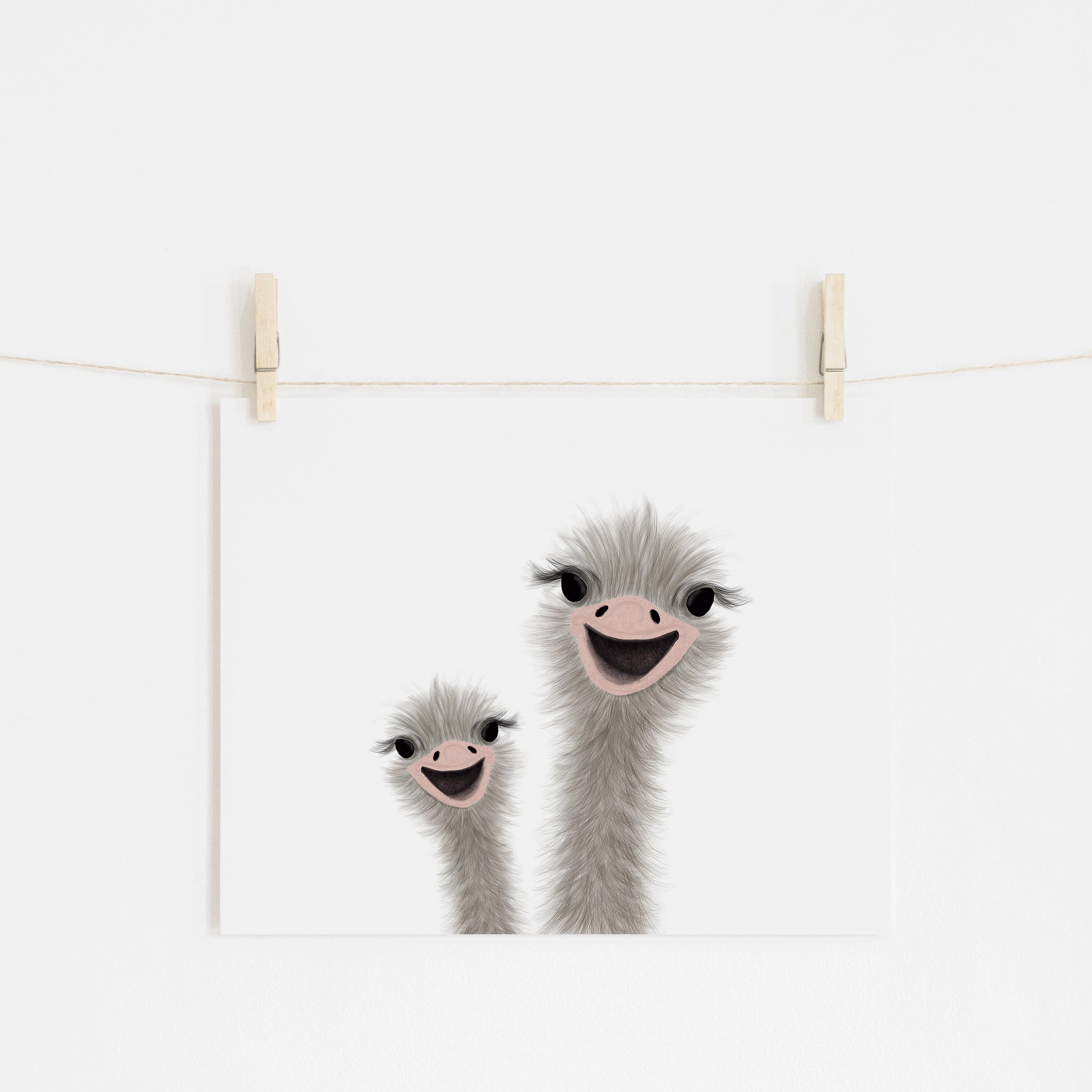 Ostrich - Funny Animal Art (landscape) | Unframed