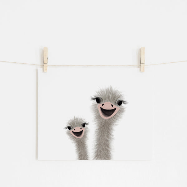 Ostrich - Funny Animal Art (landscape) |  Unframed