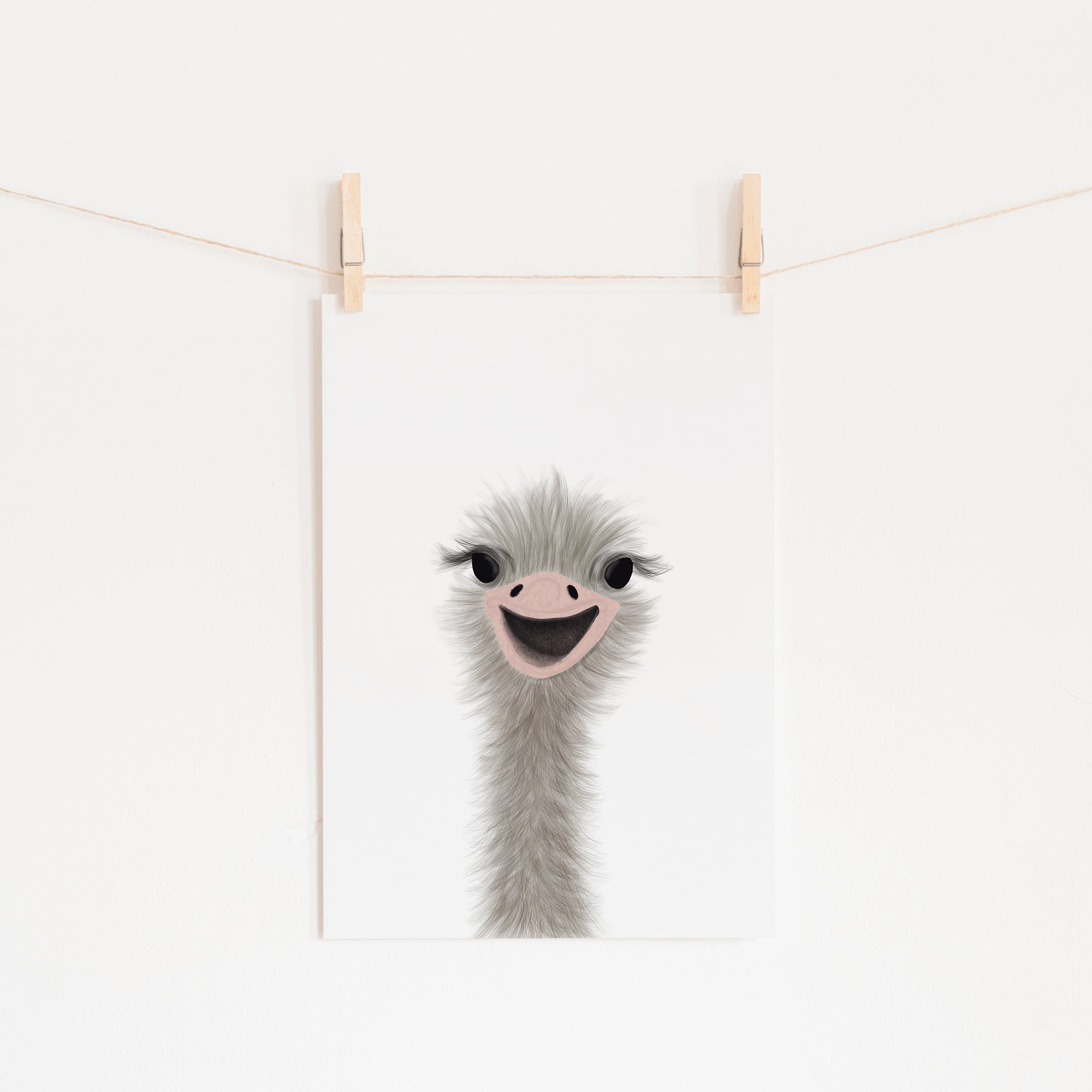 Ostrich Peekaboo - Portrait | Unframed
