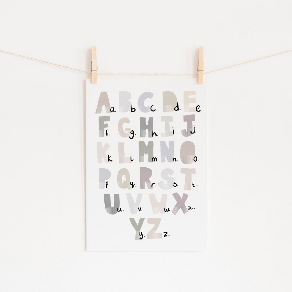 Alphabet Chart Natural Unframed Pretty in Print Art Ltd